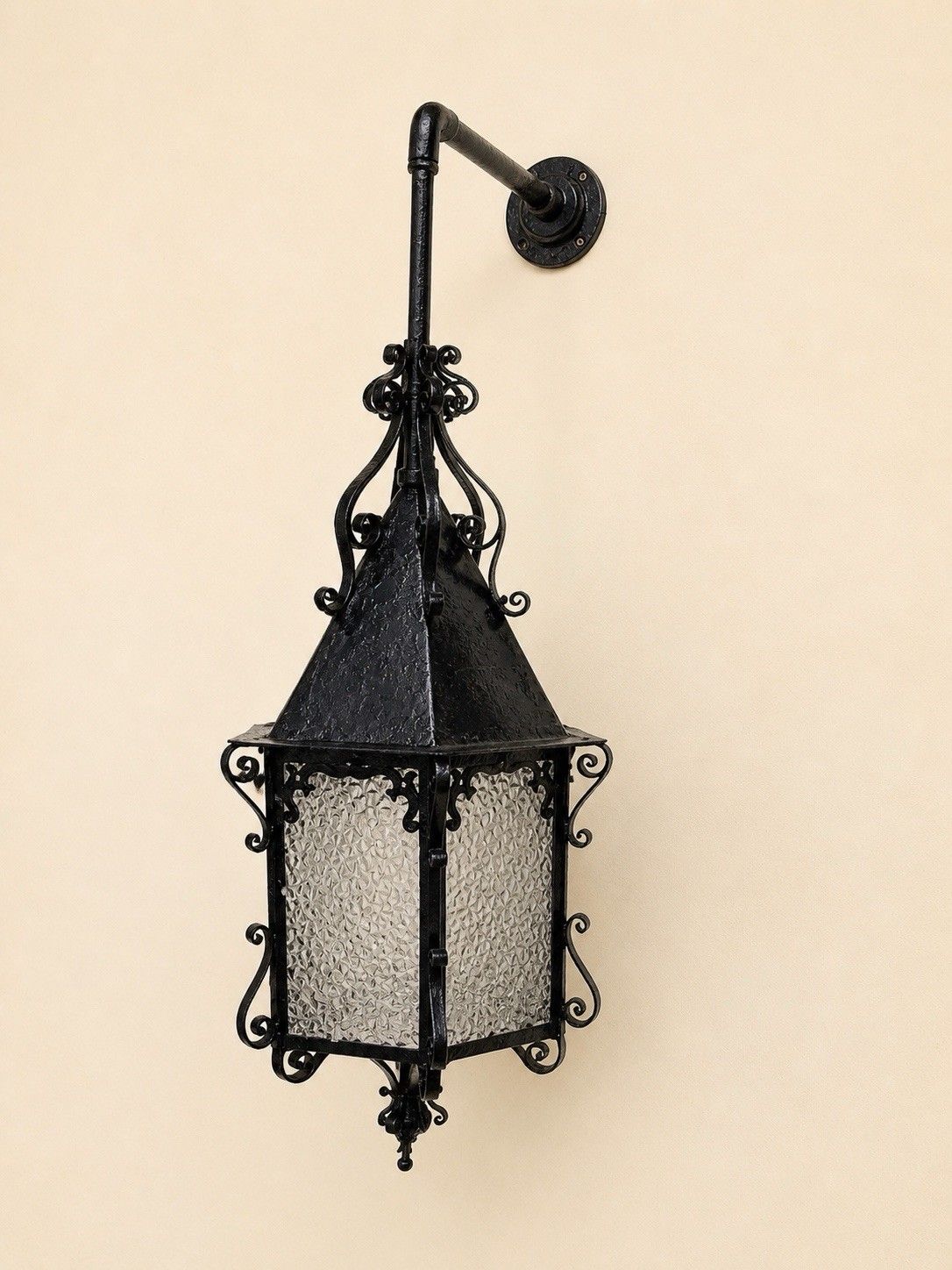 Antique Gas Lamp External Pub 18th Century Period Forged Blacksmith Metal Glass photo furniture