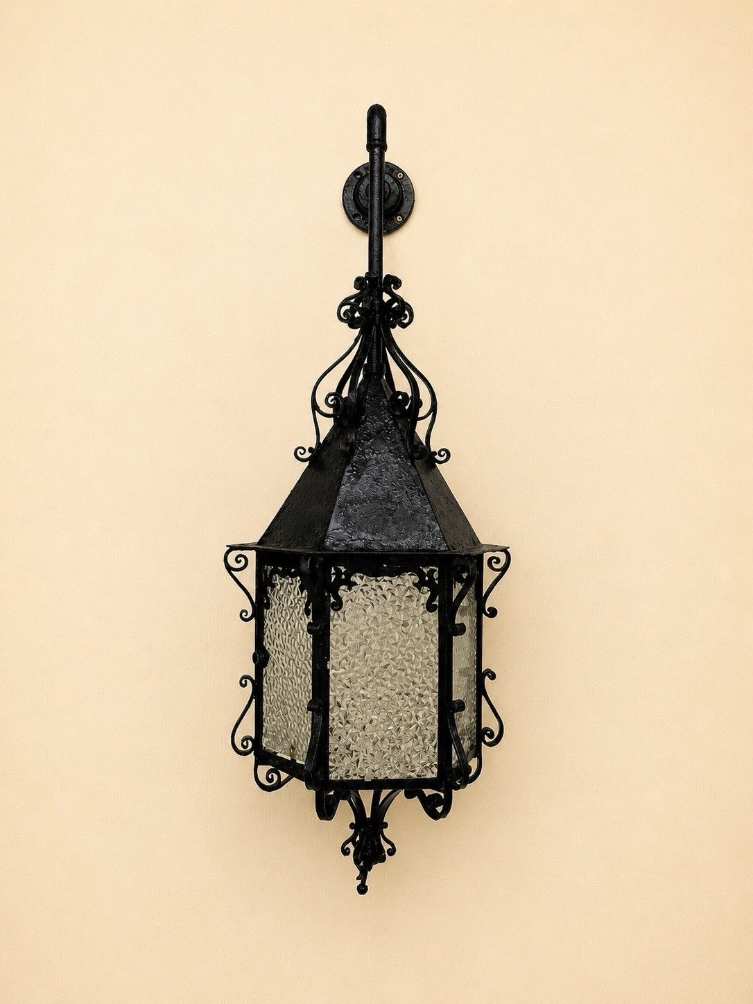 Antique Gas Lamp External Pub 18th Century Period Forged Blacksmith Metal Glass photo vinterior