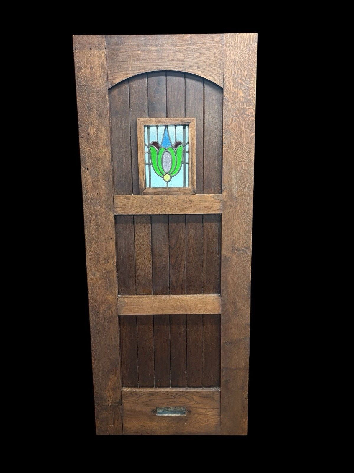 Solid Oak Front Door Stained Glass Old Reclaimed Period Antique Wood Lead Refurb photo buy
