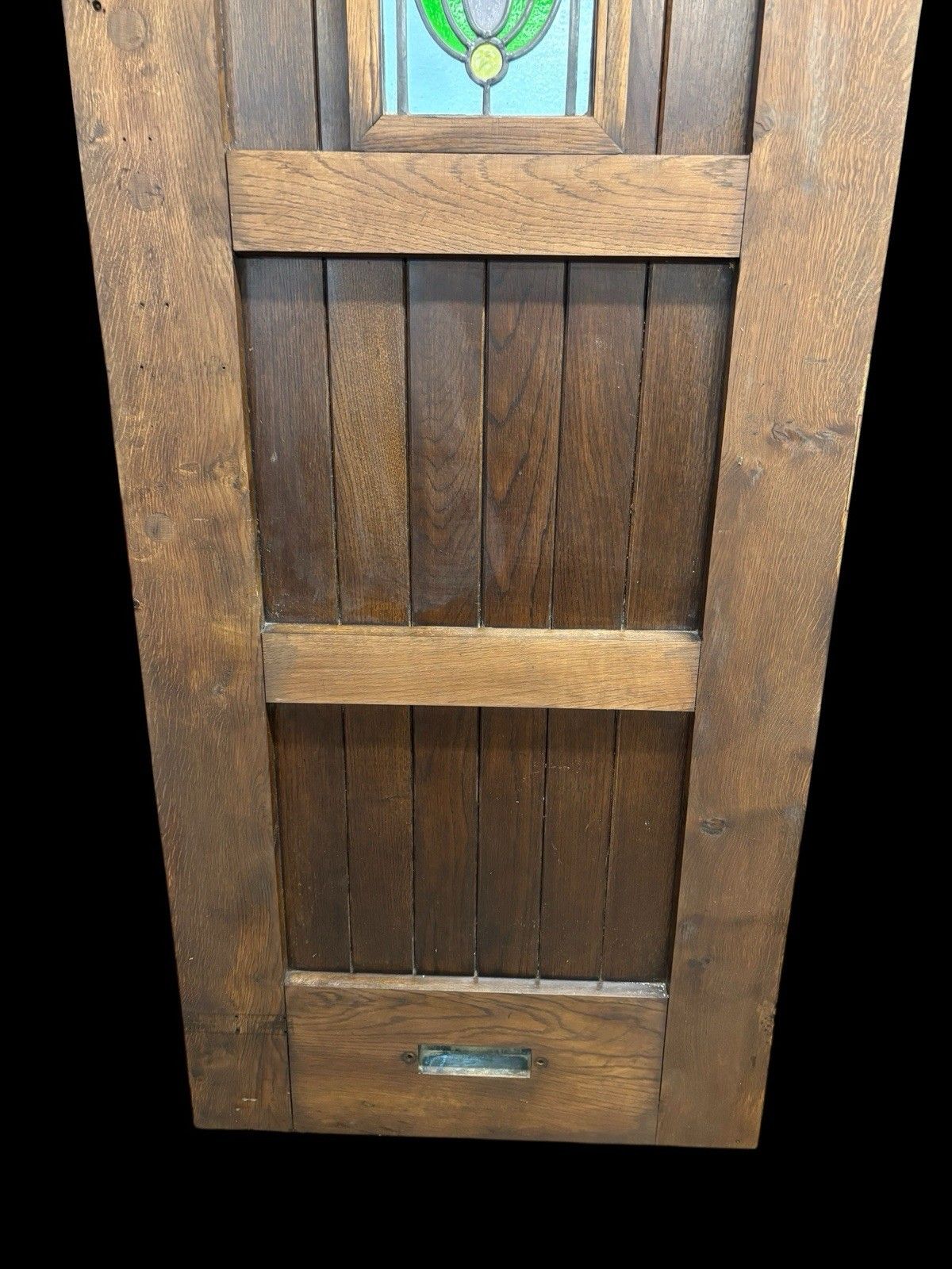 photo for sale Solid Oak Front Door Stained Glass Old Reclaimed Period Antique Wood Lead Refurb