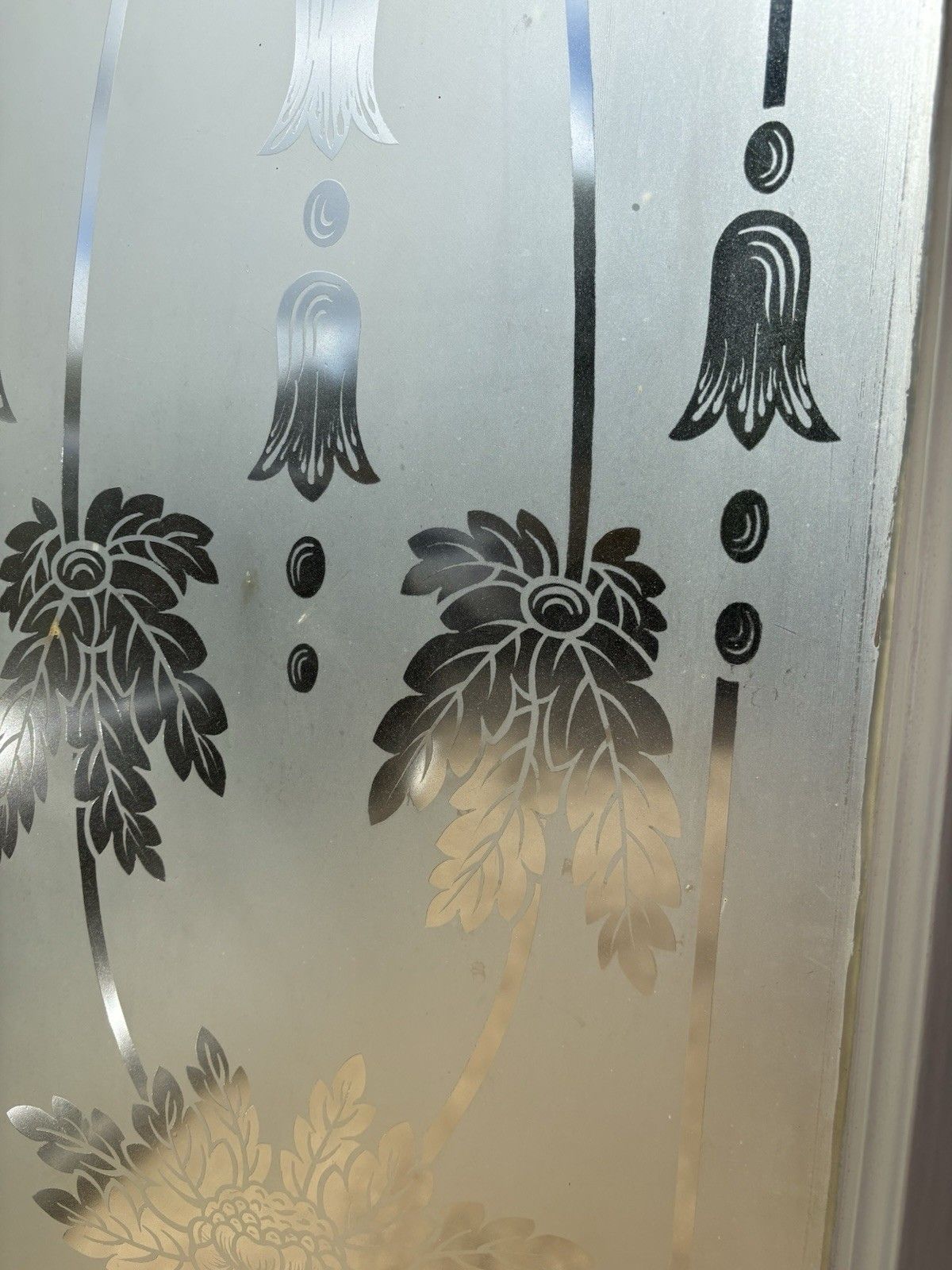 Victorian Acid Etched French Doors Reclaimed Period Antiques Old 1/4 Plate Glass photo vintage