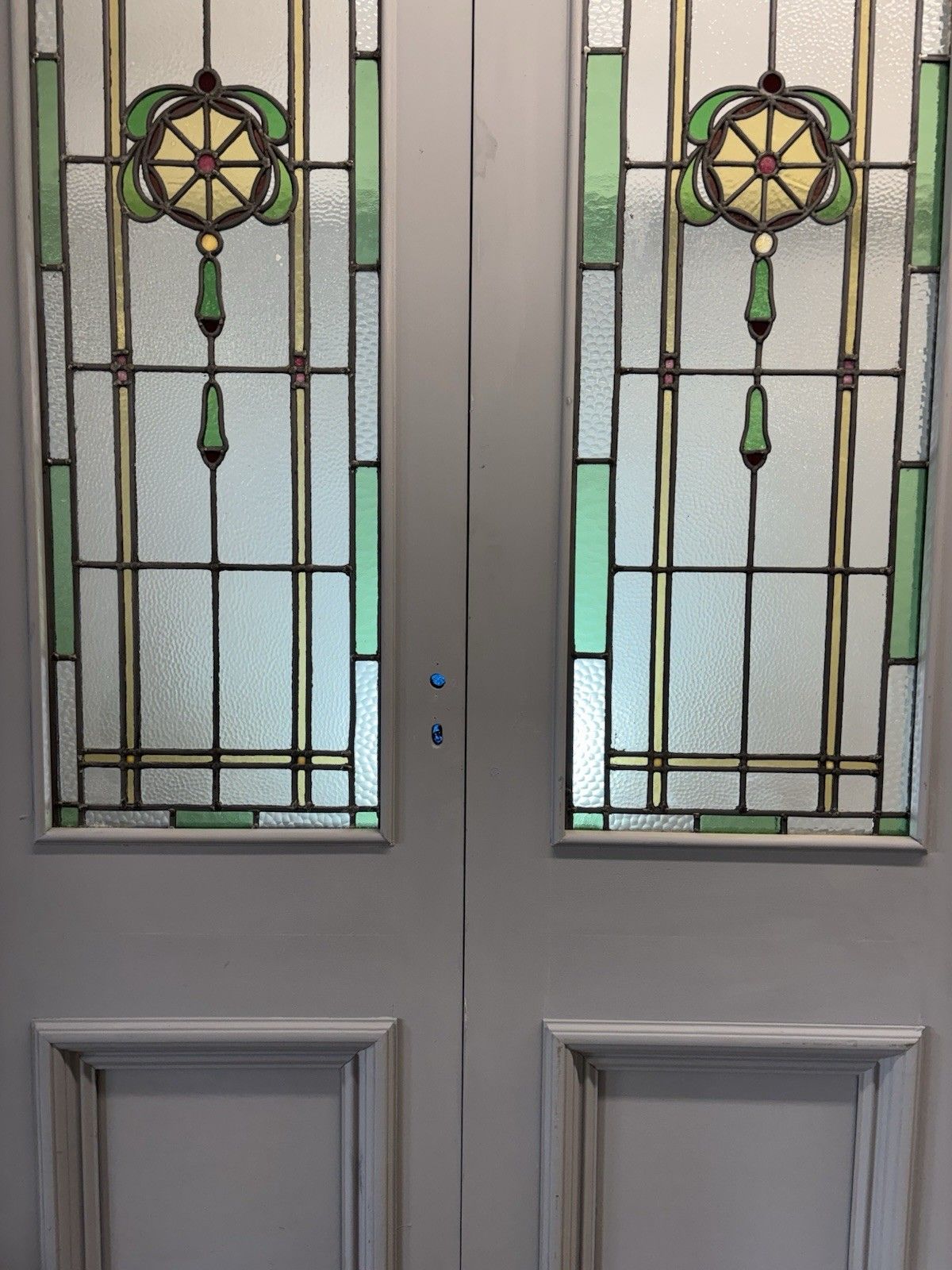 Antique Stained Glass French Doors Period Reclaimed Edwardian Art Deco Leaded photo 3835.0