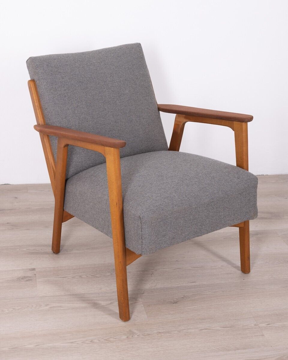 Vintage 60's Armchair In Teak Wood And Fabric Danish Design photo Furniture