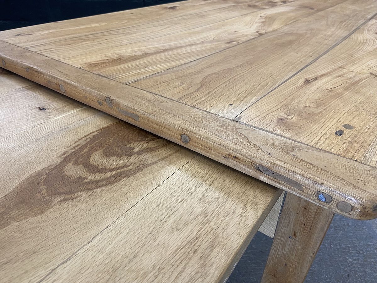 photo buy Large French Elm Farm Table With Bread Slide, Circa 1900s