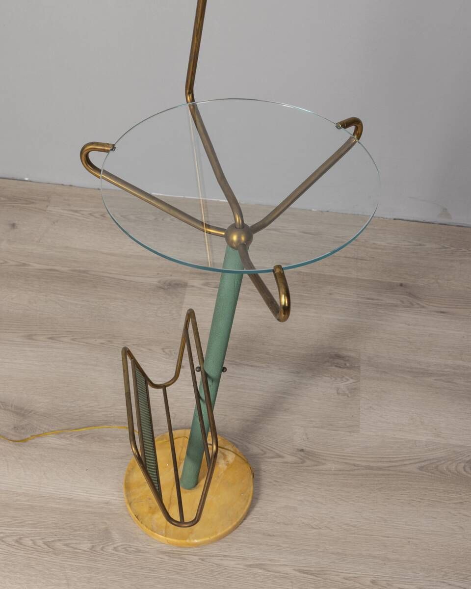 Vintage 1950s Coffee Table With Lamp And Magazine Rack Italian Design photo 1297.0