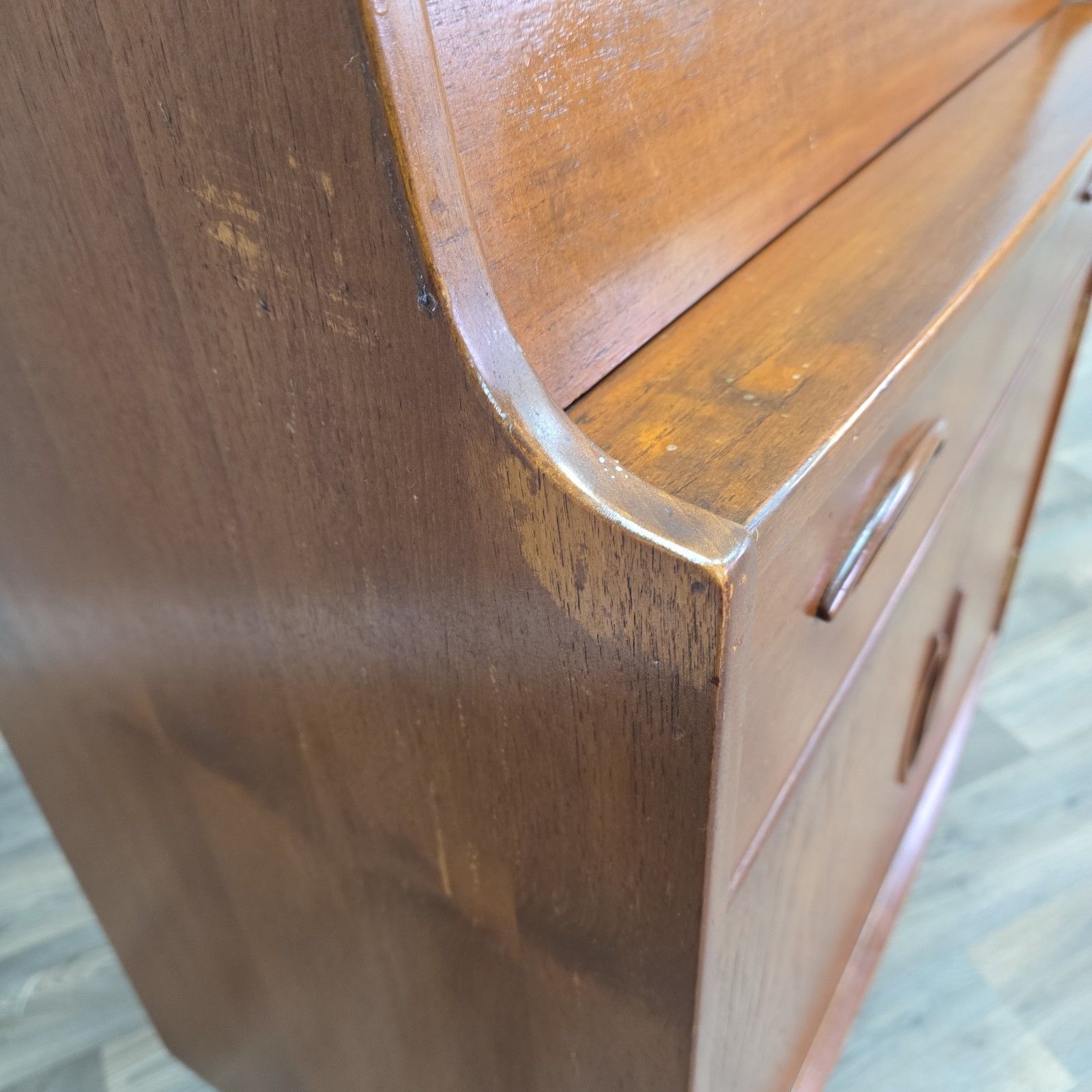 Vintage Jentique Bureau Teak Cabinet Mid Century Writing Desk Cupboard Drawers photo vinterior