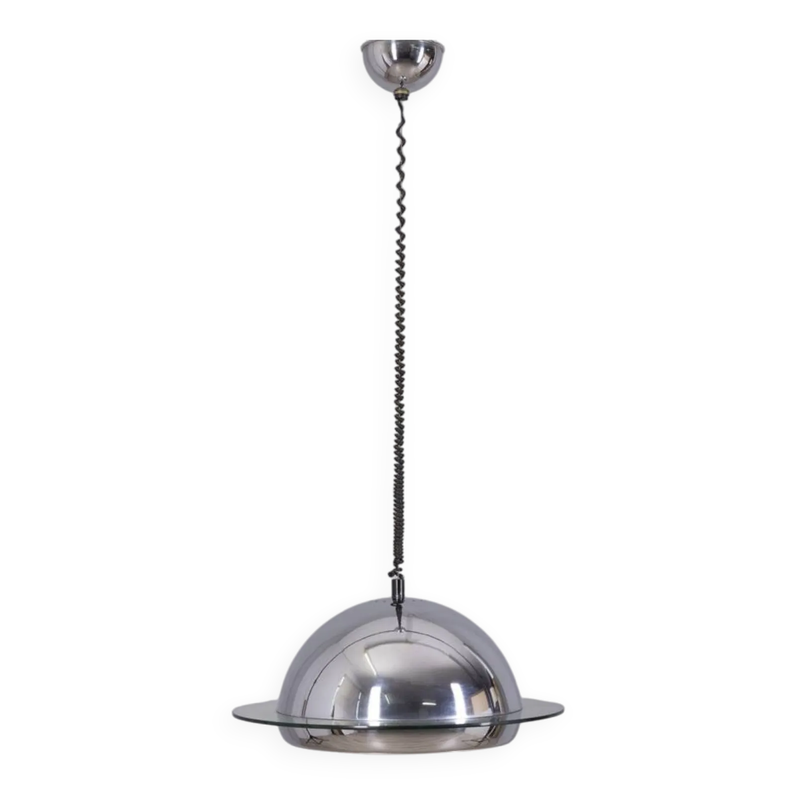 Vintage 1970s Chandelier In Chrome Plated