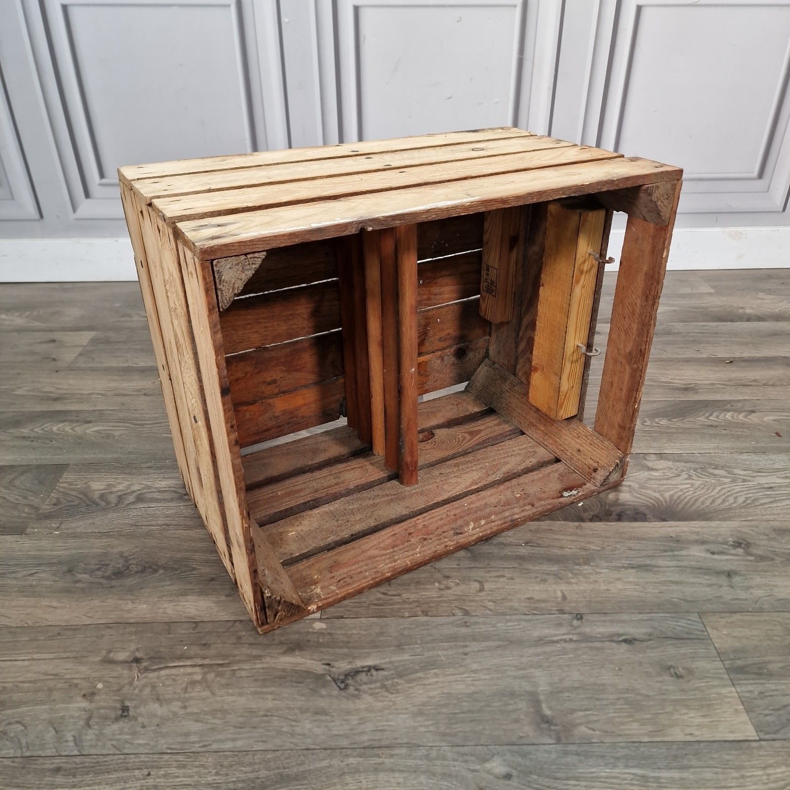 Vintage Wooden Crate Shelf Wall Display Rustic Pine Storage Box Upcycle Retro photo furniture