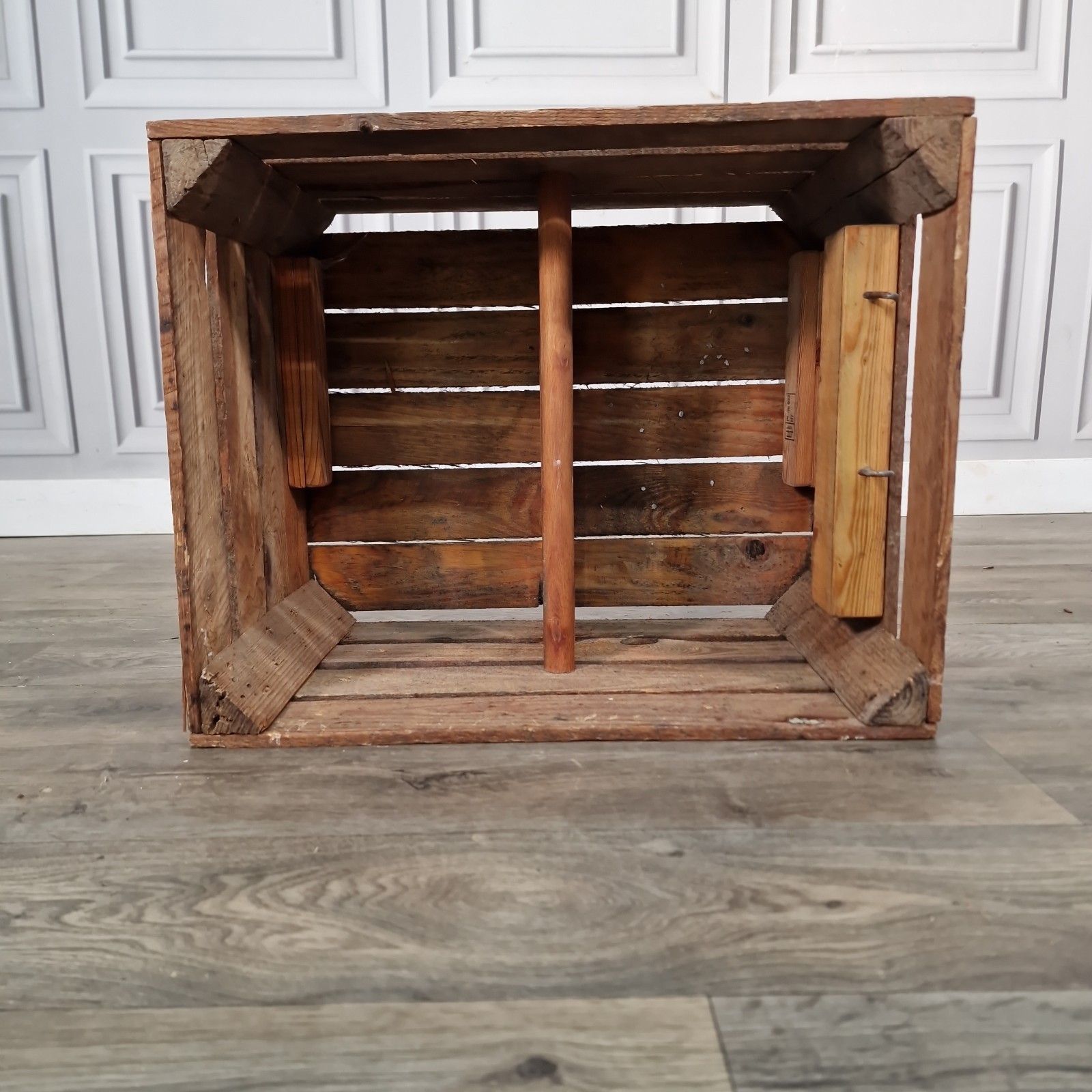Vintage Wooden Crate Shelf Wall Display Rustic Pine Storage Box Upcycle Retro photo Furniture