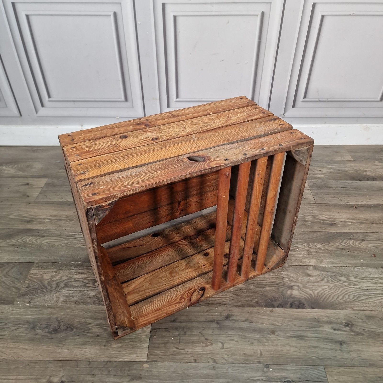 Vintage Wooden Crate Shelf Wall Display Rustic Pine Storage Box Upcycle Retro photo furniture