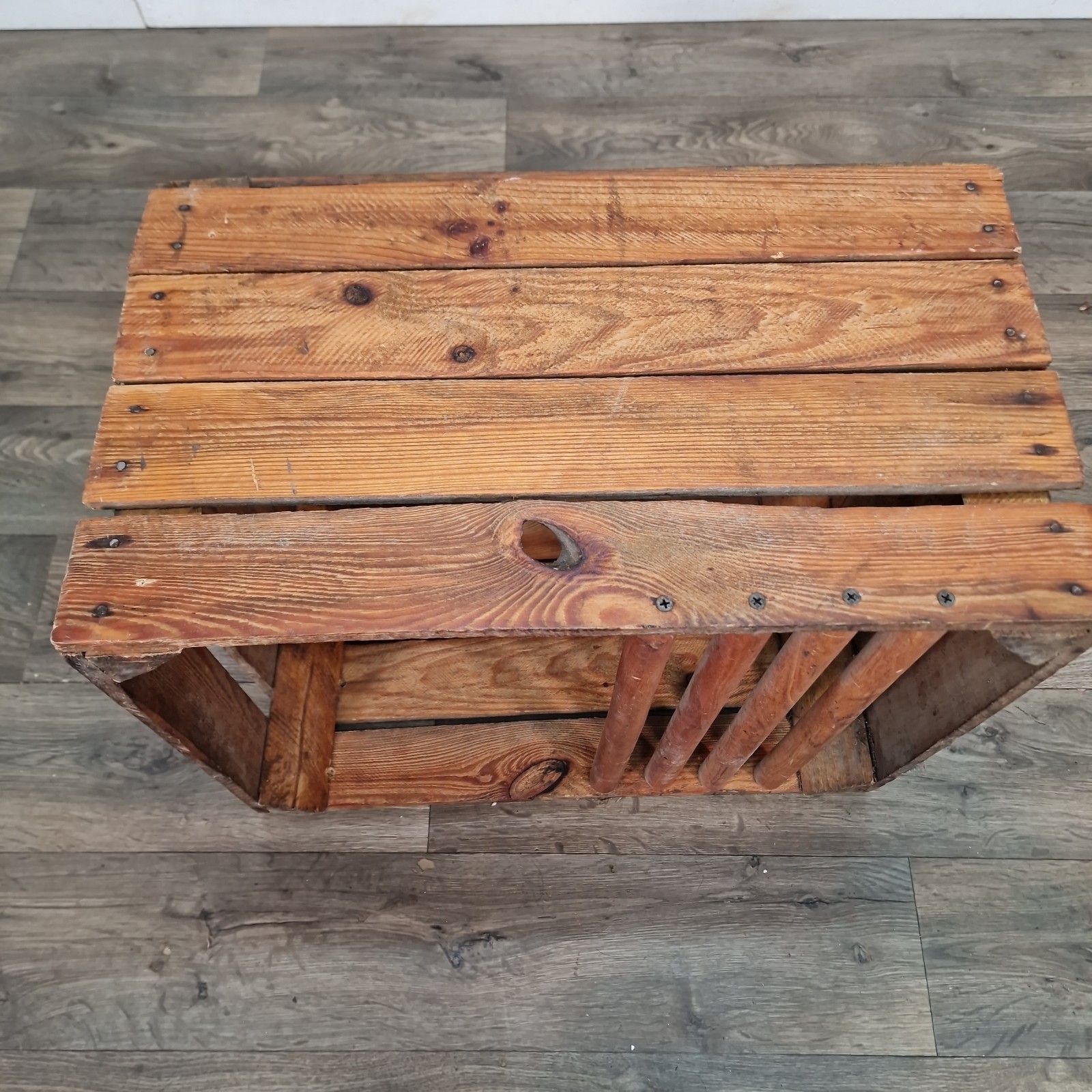 Vintage Wooden Crate Shelf Wall Display Rustic Pine Storage Box Upcycle Retro photo buy