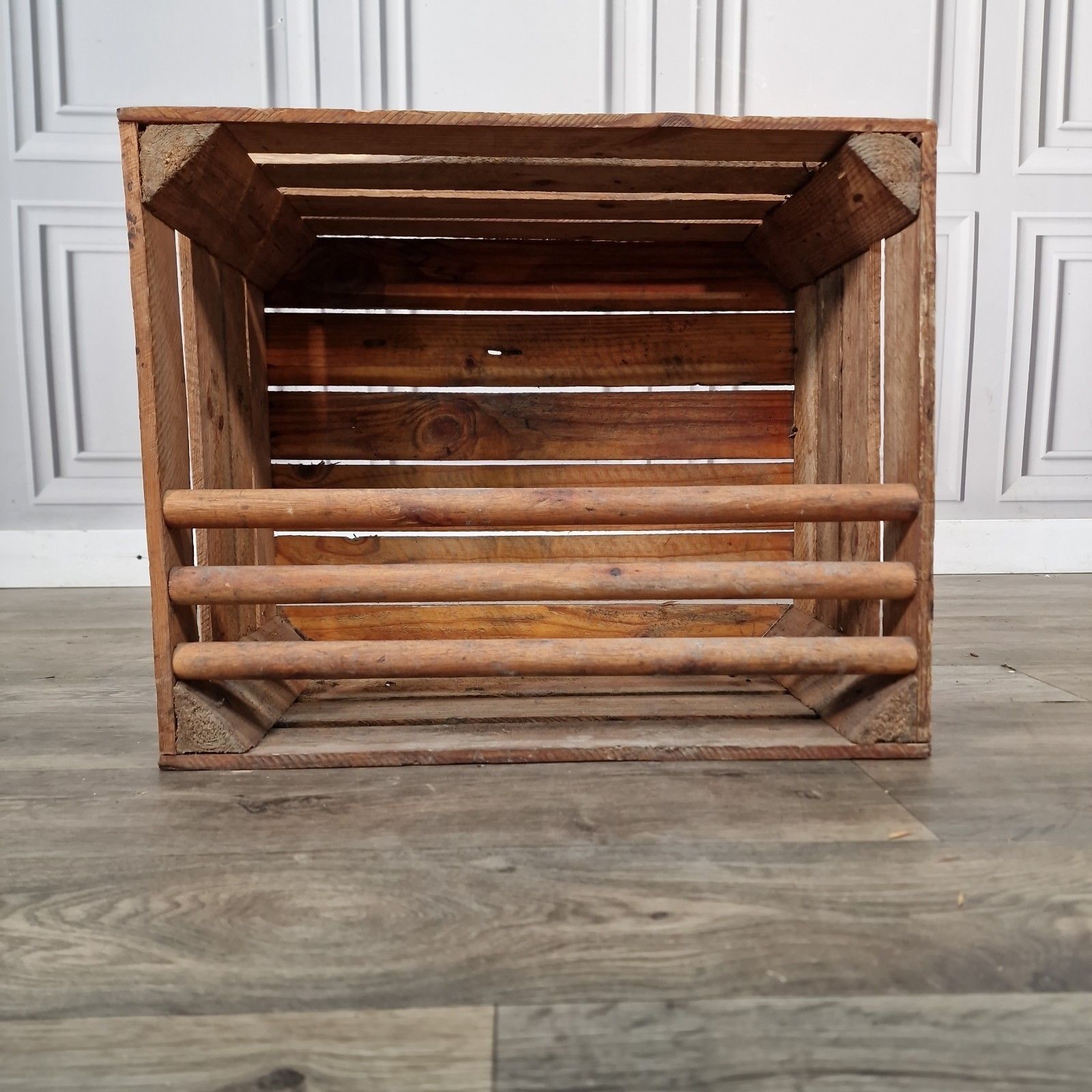 Vintage Wooden Crate Shelf Wall Display Rustic Pine Storage Box Upcycle Retro photo Furniture