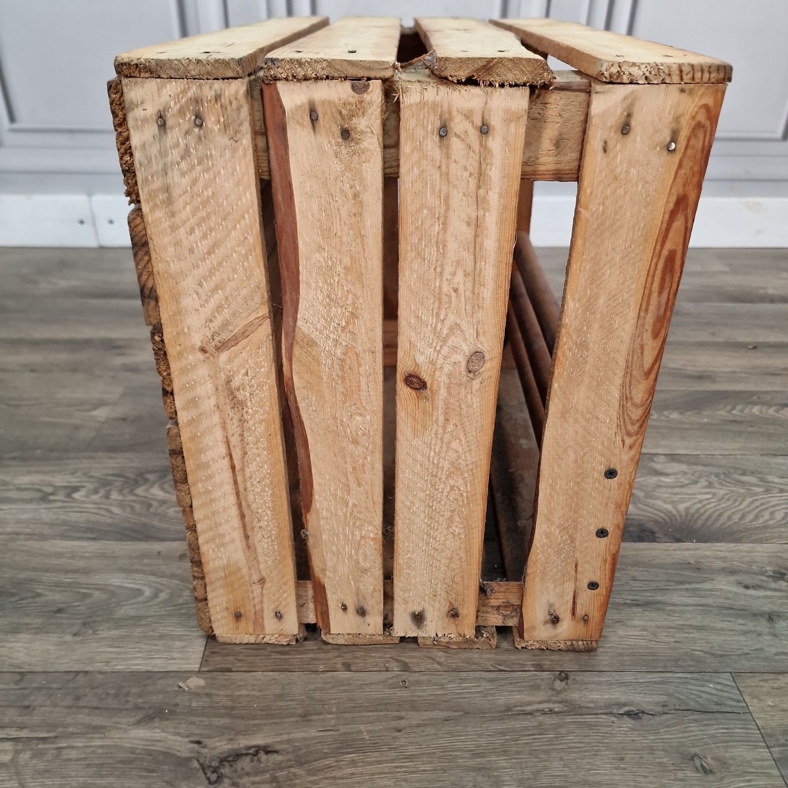 Furniture Vintage Wooden Crate Shelf Wall Display Rustic Pine Storage Box Upcycle Retro photo