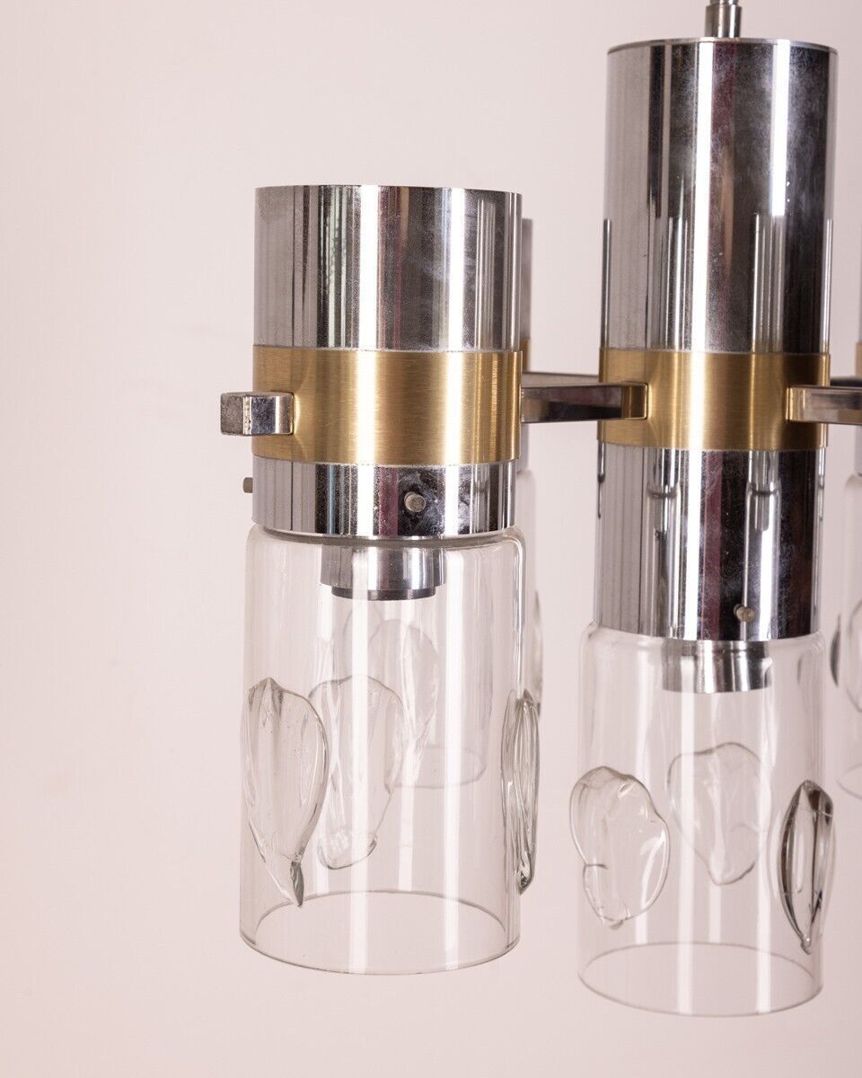 Sicolari 1970s Metal And Glass Chandelier photo vinterior