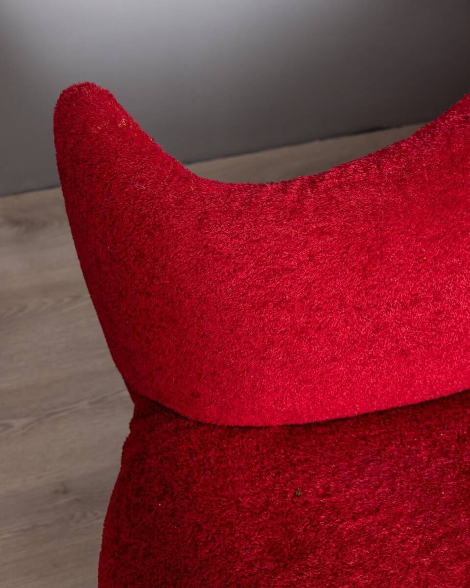 Large 1950s Vintage Curved Sofa In Red Velvet Italian Design photo Furniture