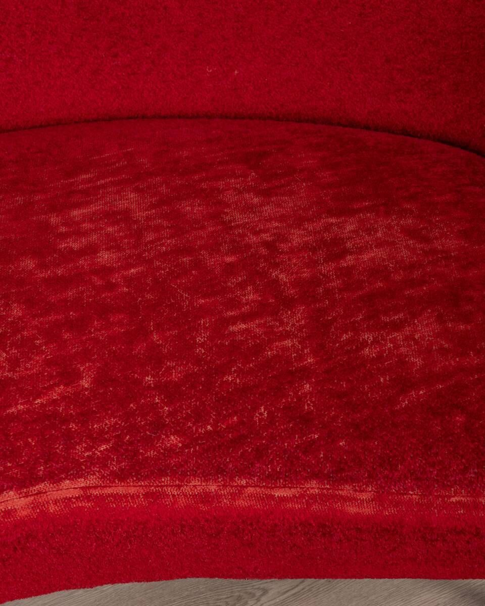 Large 1950s Vintage Curved Sofa In Red Velvet Italian Design photo buy