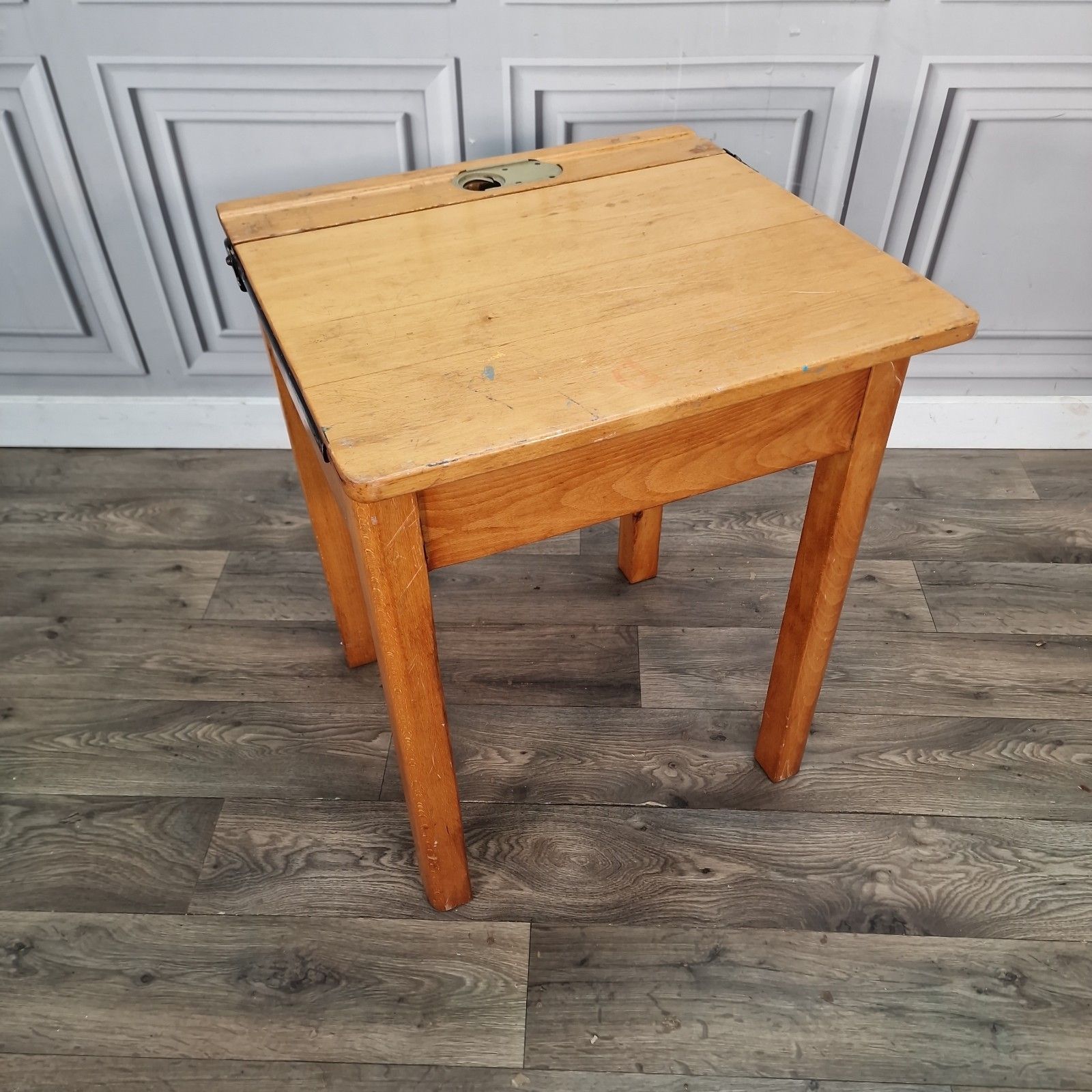 Vintage School Writing Desk Wooden Lift Top Childs Table Retro Storage Mcm photo Furniture