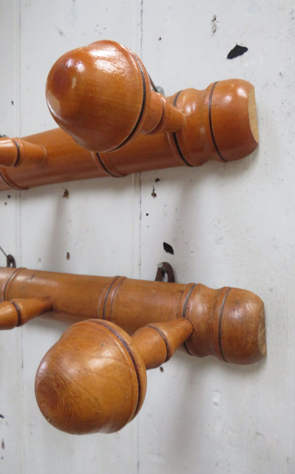 Near Pair Of Antique Faux Bamboo Coat Hooks photo 135.0