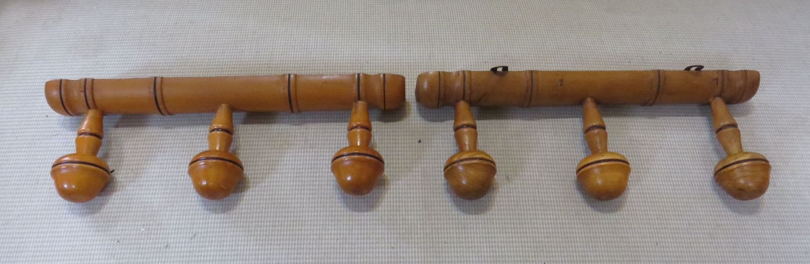 Near Pair Of Antique Faux Bamboo Coat Hooks photo vinterior
