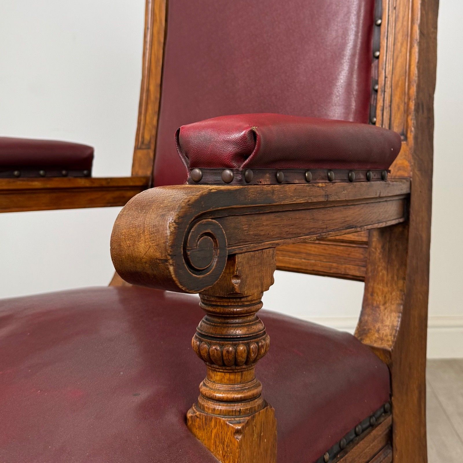 Furniture Antique 20th Century Edwardian Armchair In Oak ( Af 5833 ) photo