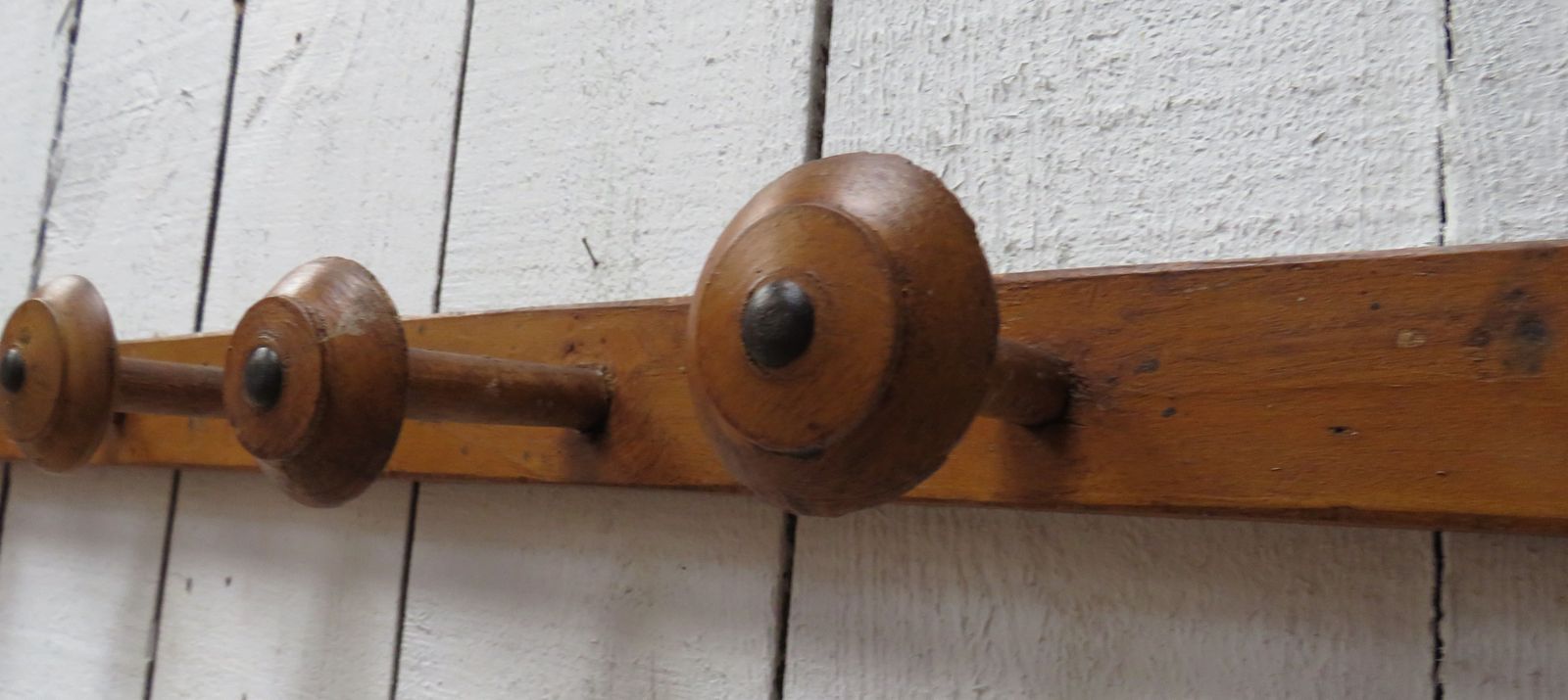 Long Set Of Antique Faux Bamboo Coat Hooks photo for sale