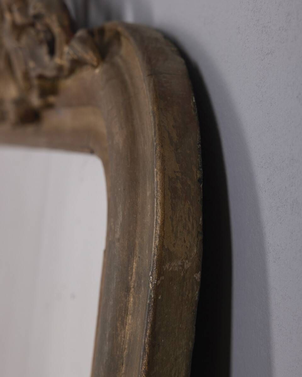 photo for sale Early 20th Century Golden Wooden Wall Mirror