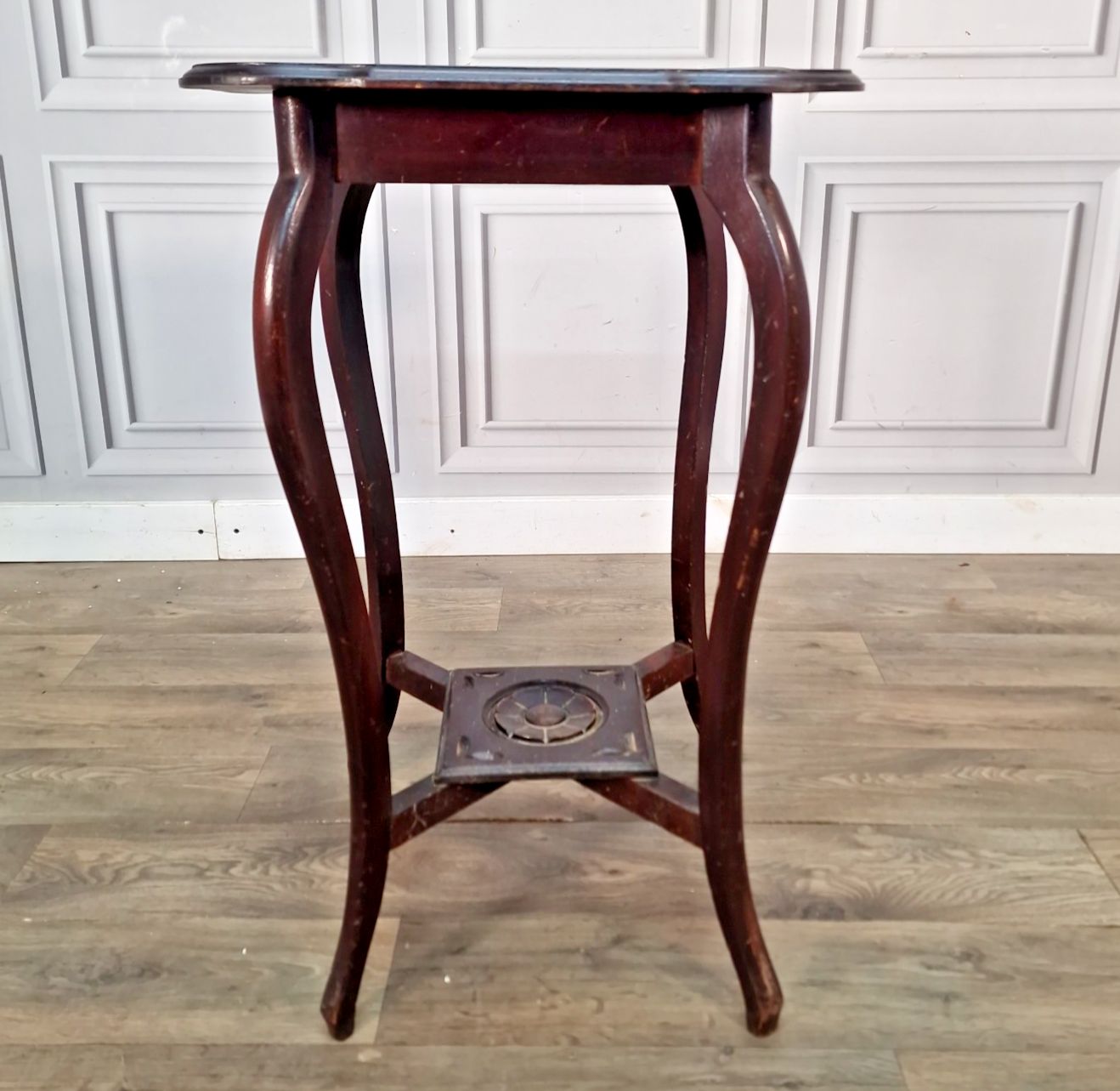 Antique Carved Hall Table Wooden Plant Stand Jardiniere Mahogany 2 Tier photo Furniture