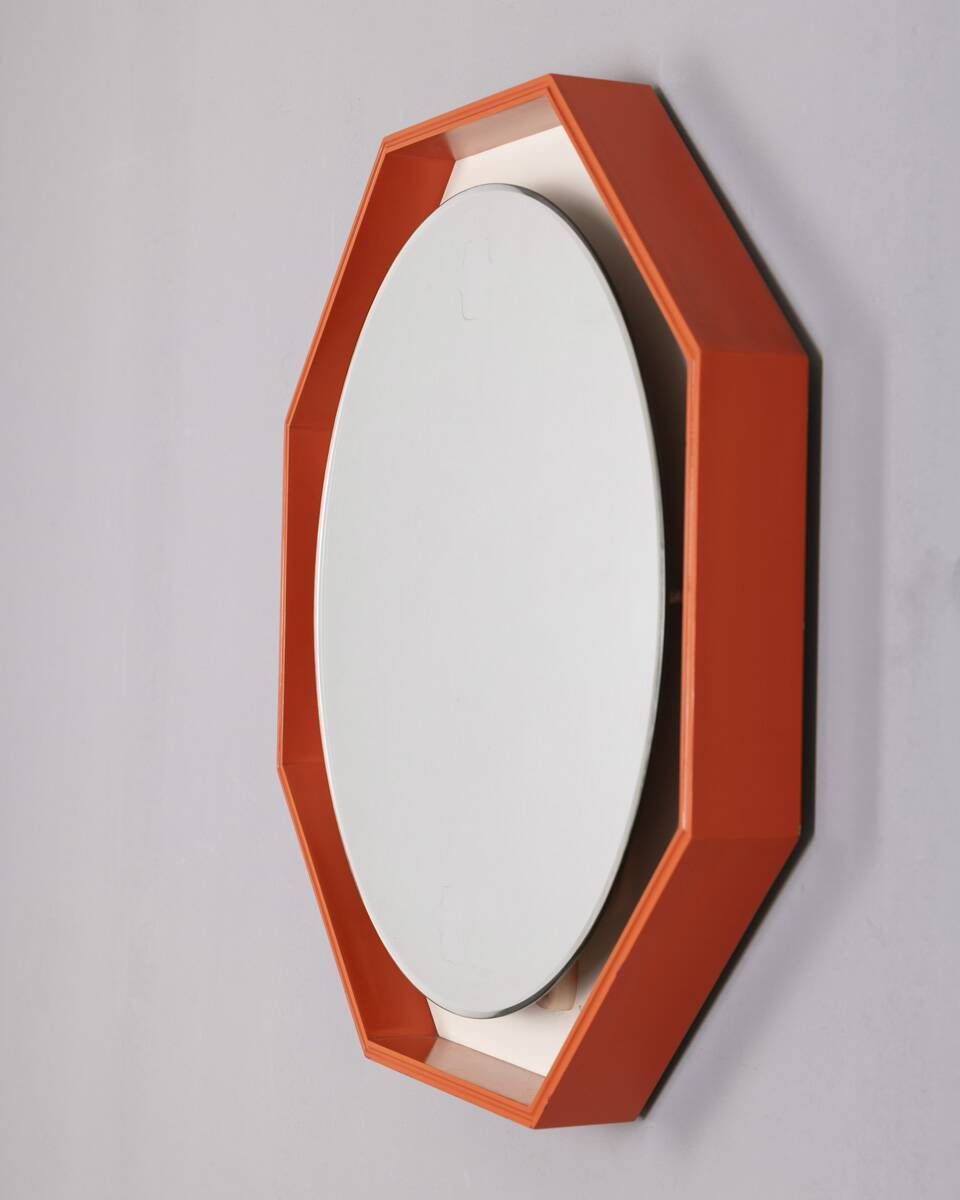 649.0 Vintage 1970s Backlit Wall Mirror, Italian Design photo