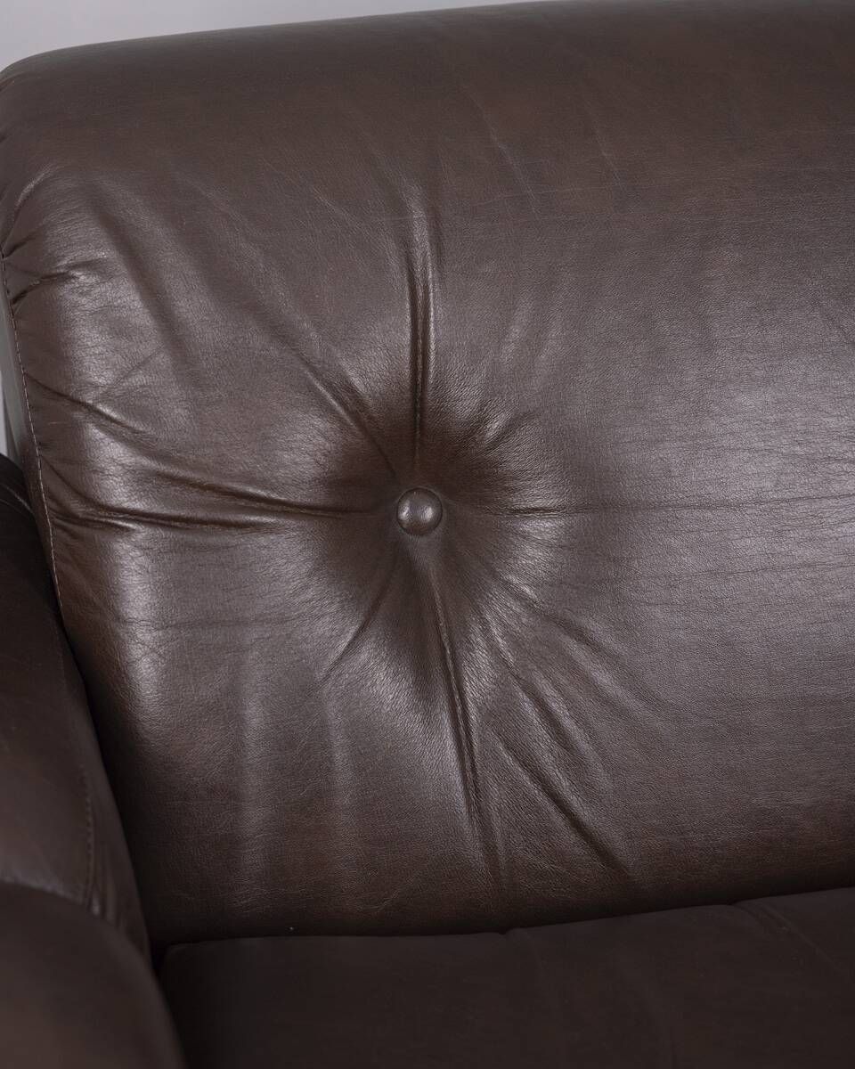 Pair Of Brown Leather Armchairs Designed By Ceriotti, 1970s photo vinterior