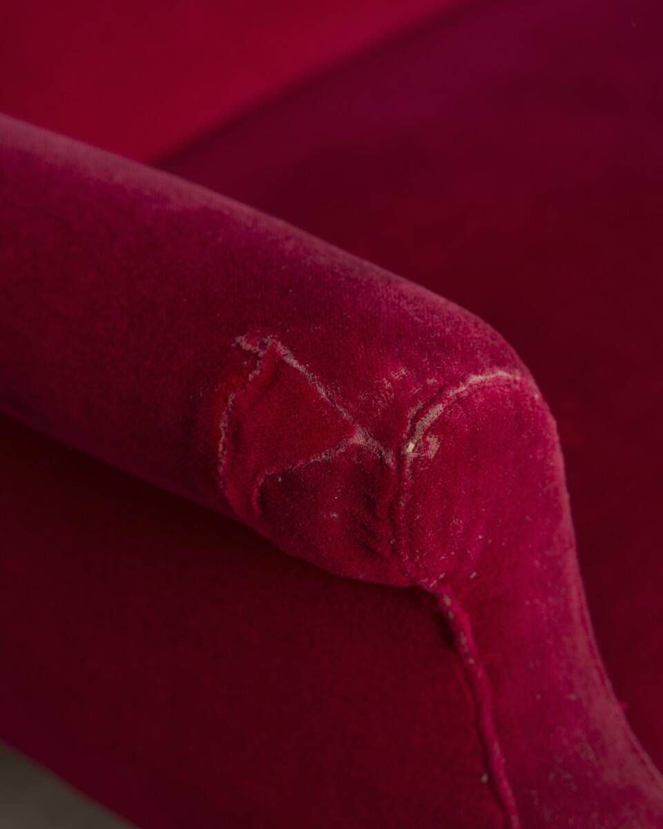 1950s Vintage Red Velvet Sofa, Italian Design photo 1038.0