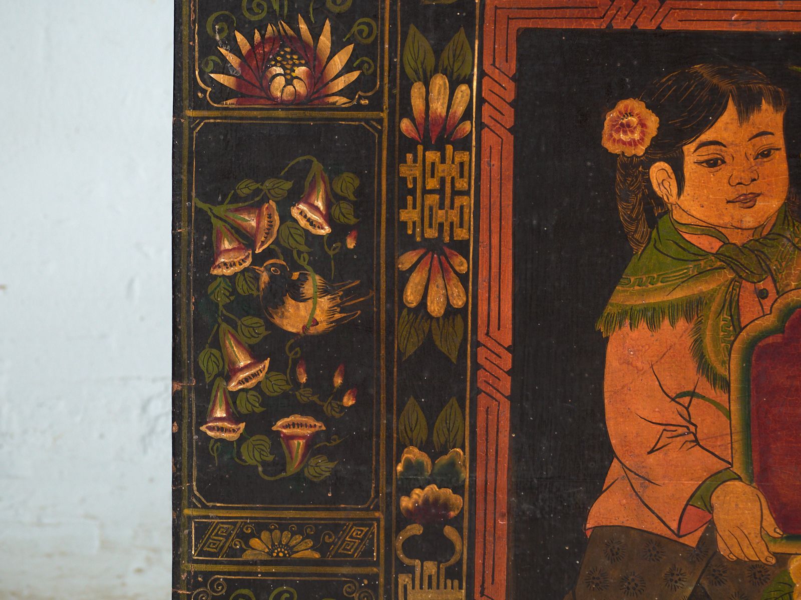 Antique Painted Trunk In Pine Wood – China, Circa 1900 photo vinterior