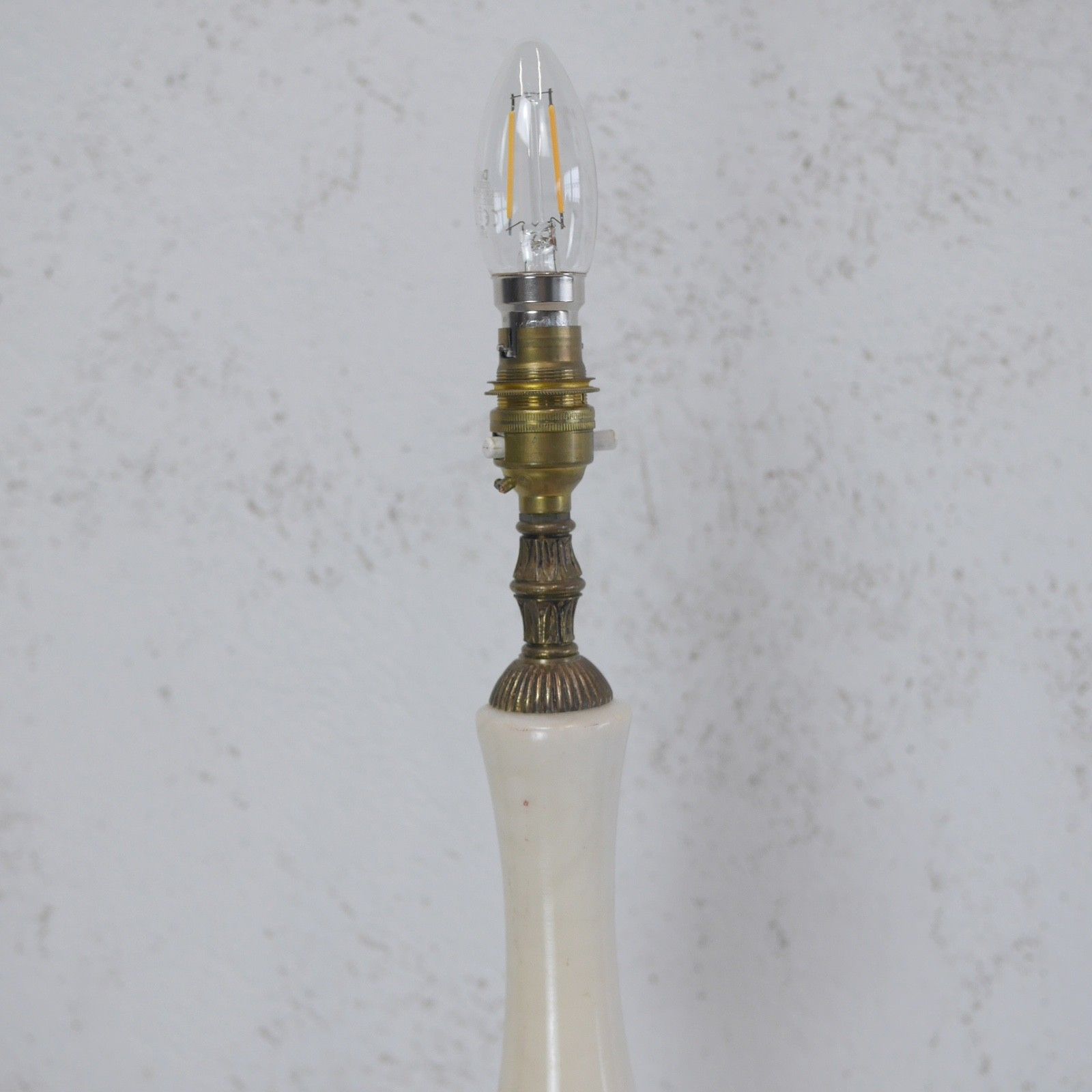 Tall Alabaster Marble Neoclassical Table Lamps Italian Brass Cream #103210 photo buy