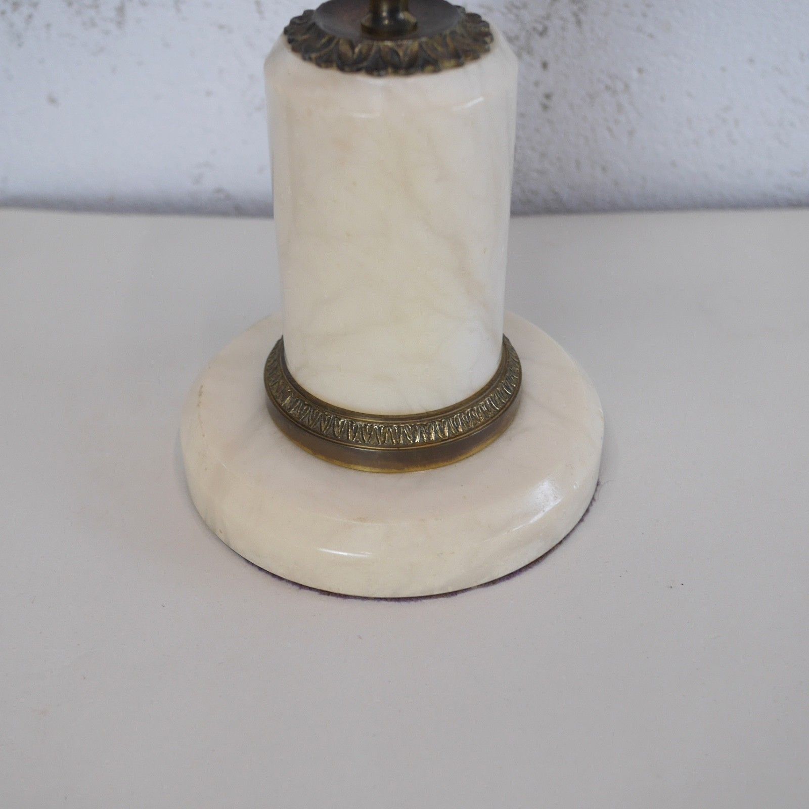 Lighting Tall Alabaster Marble Neoclassical Table Lamps Italian Brass Cream #103210 photo