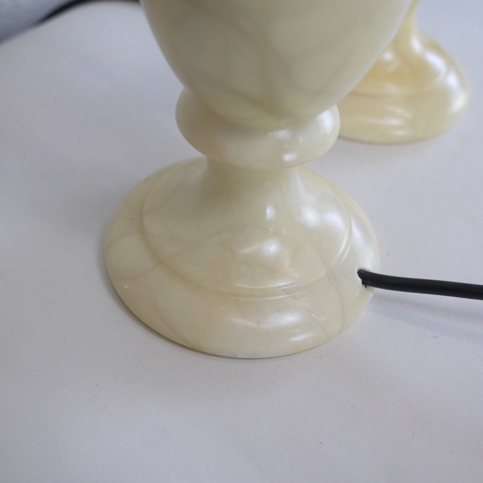 photo buy Pair Large Onyx Marble Neoclassical Urn Table Lamps Italian Brass Cream #103211