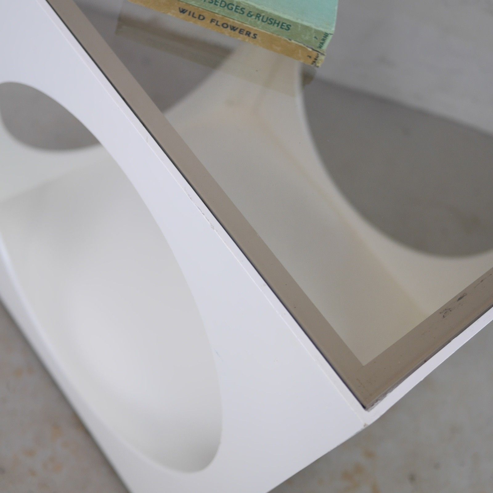 photo for sale Retro White Smoke Glass Cube Coffee Table Space Age Mid Century Vintage #103214