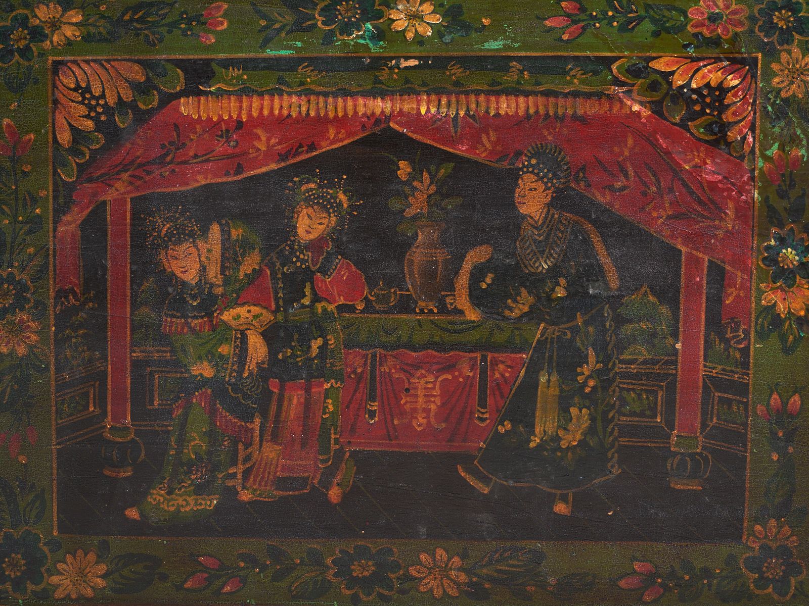 Antique Painted Trunk In Pine Wood – China, Circa 1900 photo buy