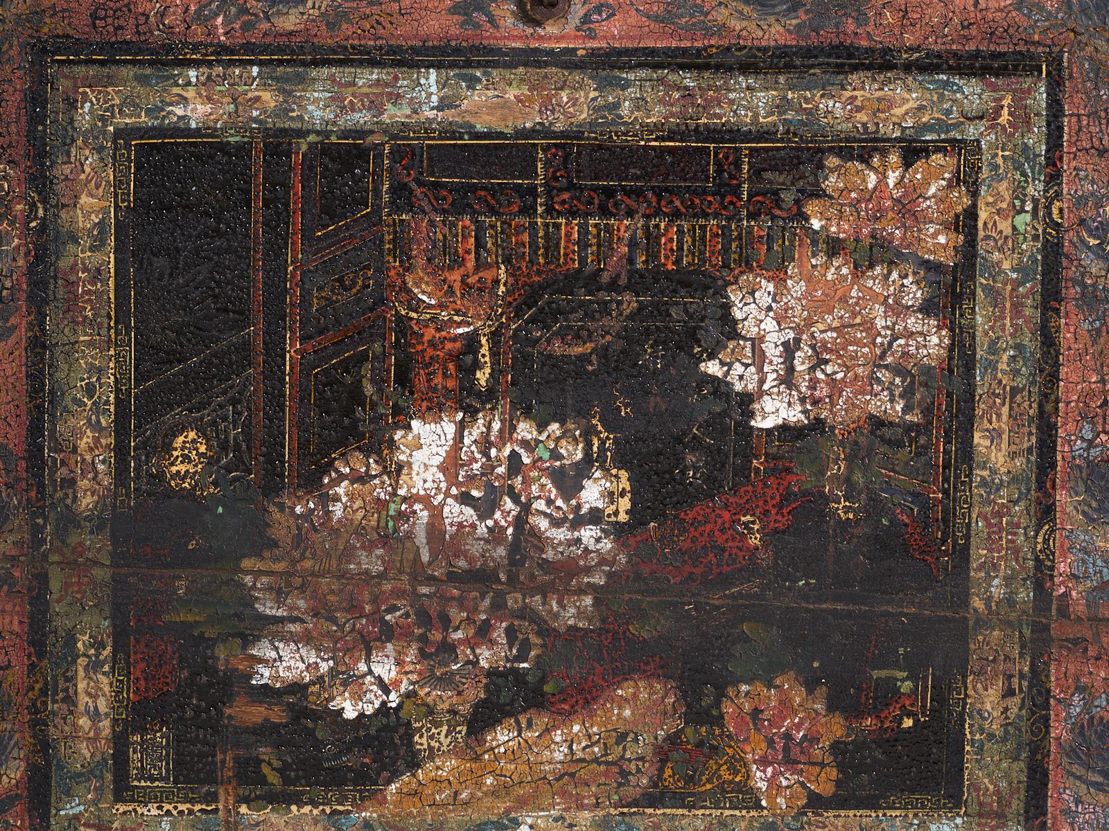 photo furniture Antique Painted Trunk In Pine Wood – China, Circa 1900