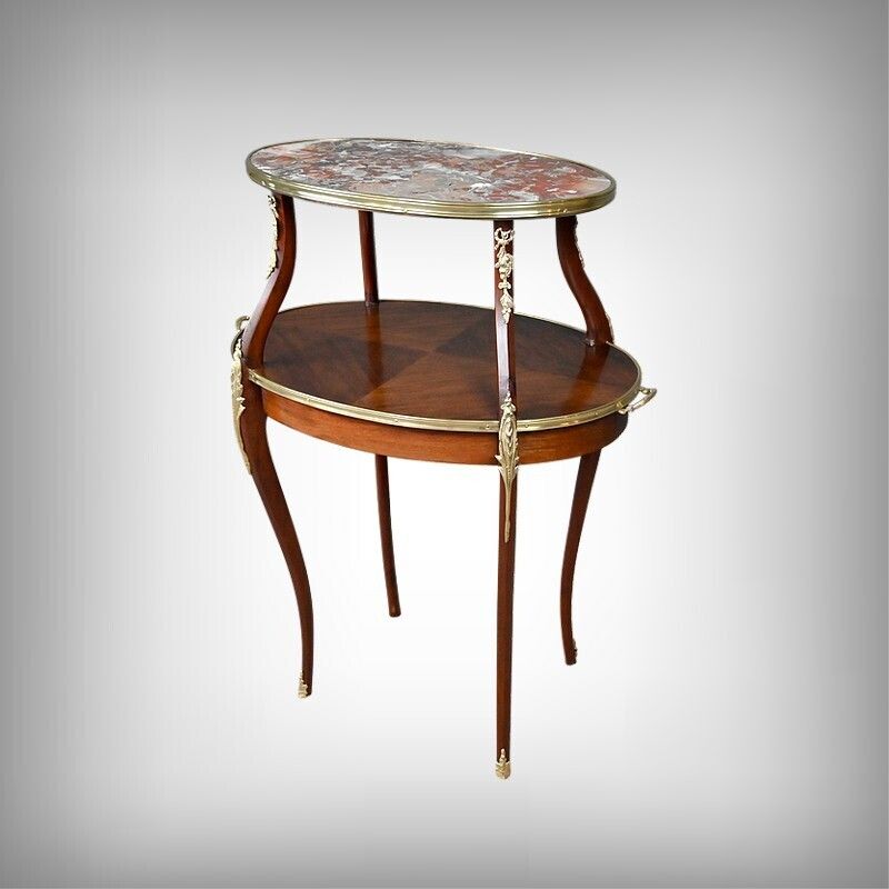 Mahogany Veneer Tea Table, Louis XV Style – Early 20th Century