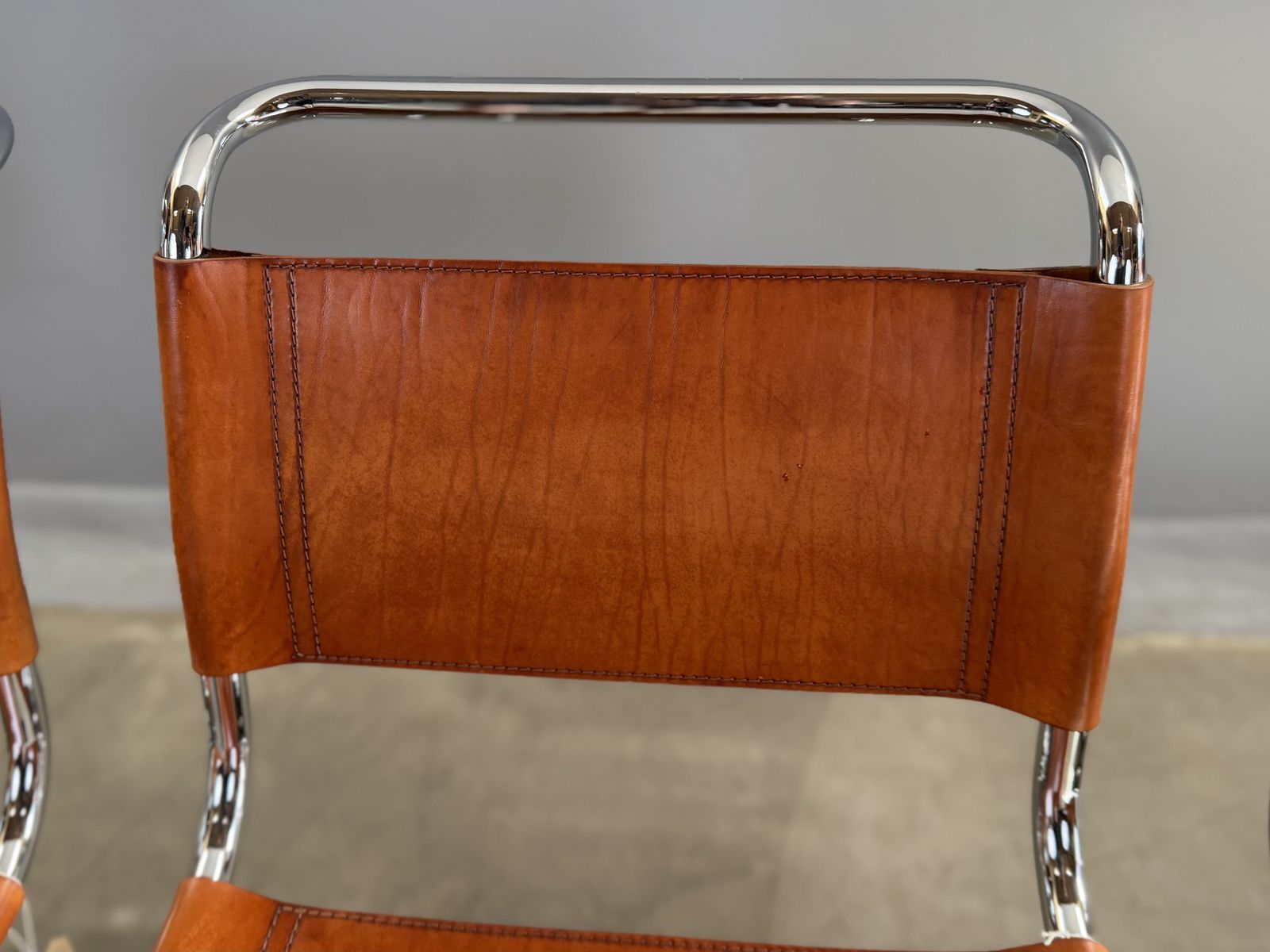 6595.0 6 Dining Chairs Mart Stam Marcel Breuer S33 Set Of Six Fasem Chrome Tan Brown Cognac Leather Cantilever Bauhaus 6 Mid Century Dining Chairs photo