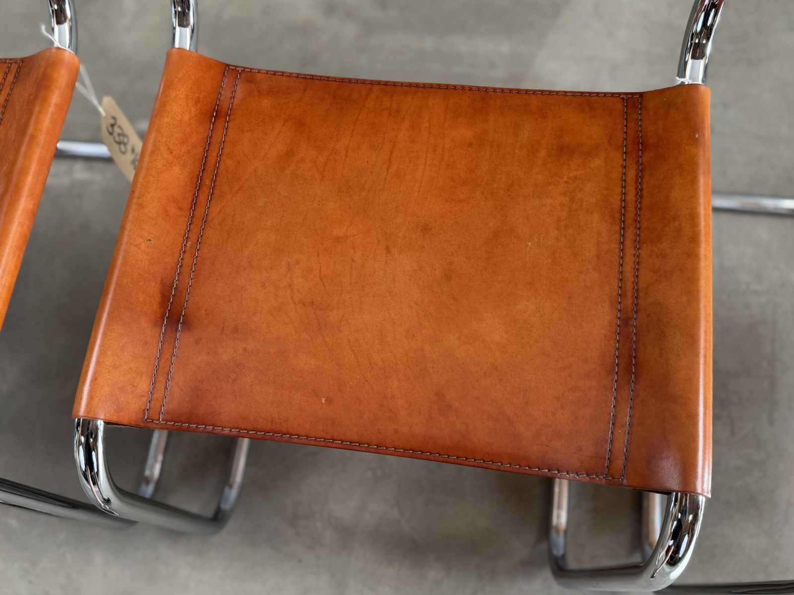 photo vinterior 6 Dining Chairs Mart Stam Marcel Breuer S33 Set Of Six Fasem Chrome Tan Brown Cognac Leather Cantilever Bauhaus 6 Mid Century Dining Chairs