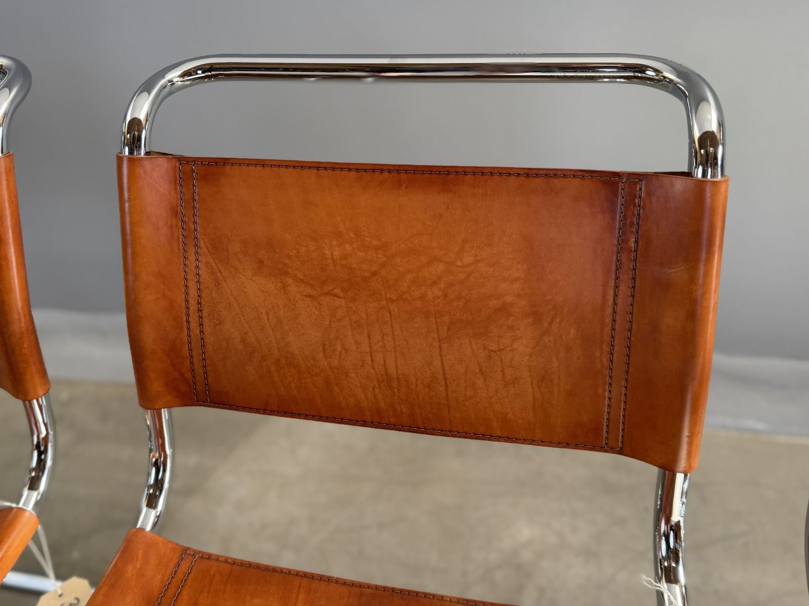photo buy 6 Dining Chairs Mart Stam Marcel Breuer S33 Set Of Six Fasem Chrome Tan Brown Cognac Leather Cantilever Bauhaus 6 Mid Century Dining Chairs