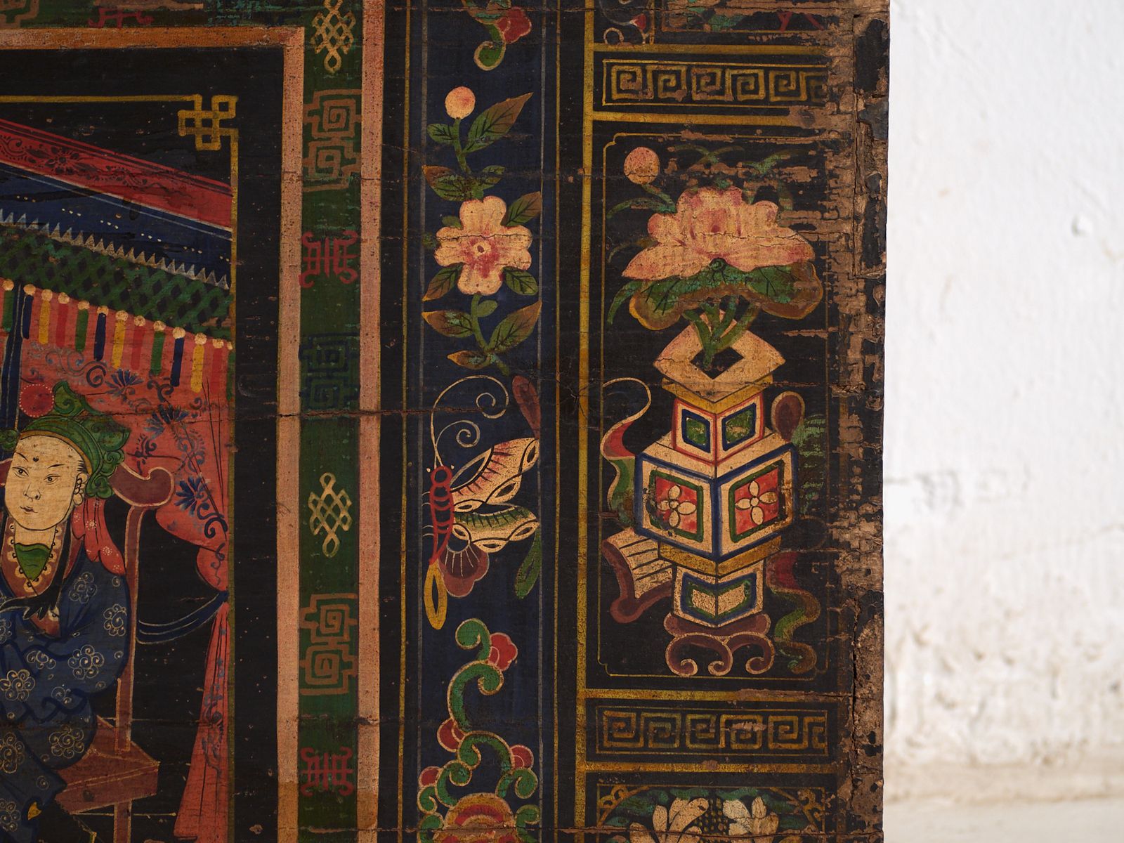 Antique Painted Trunk In Pine Wood – China, Circa 1900 photo for sale