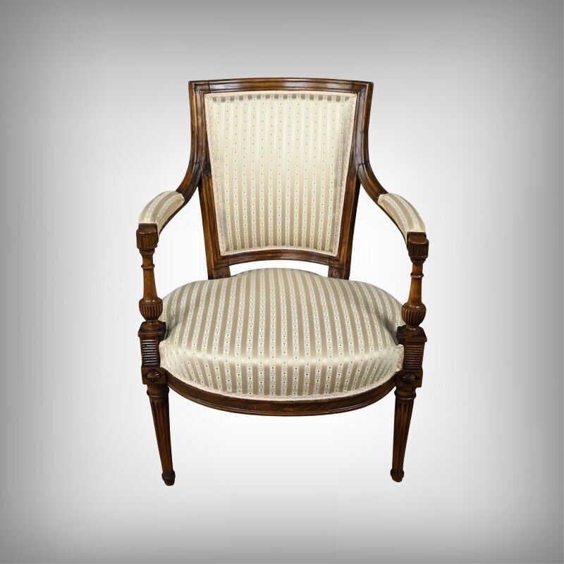 Cabriolet Armchair In Beechwood, Louis XVI Period – Second Half Of The 18th Century photo furniture