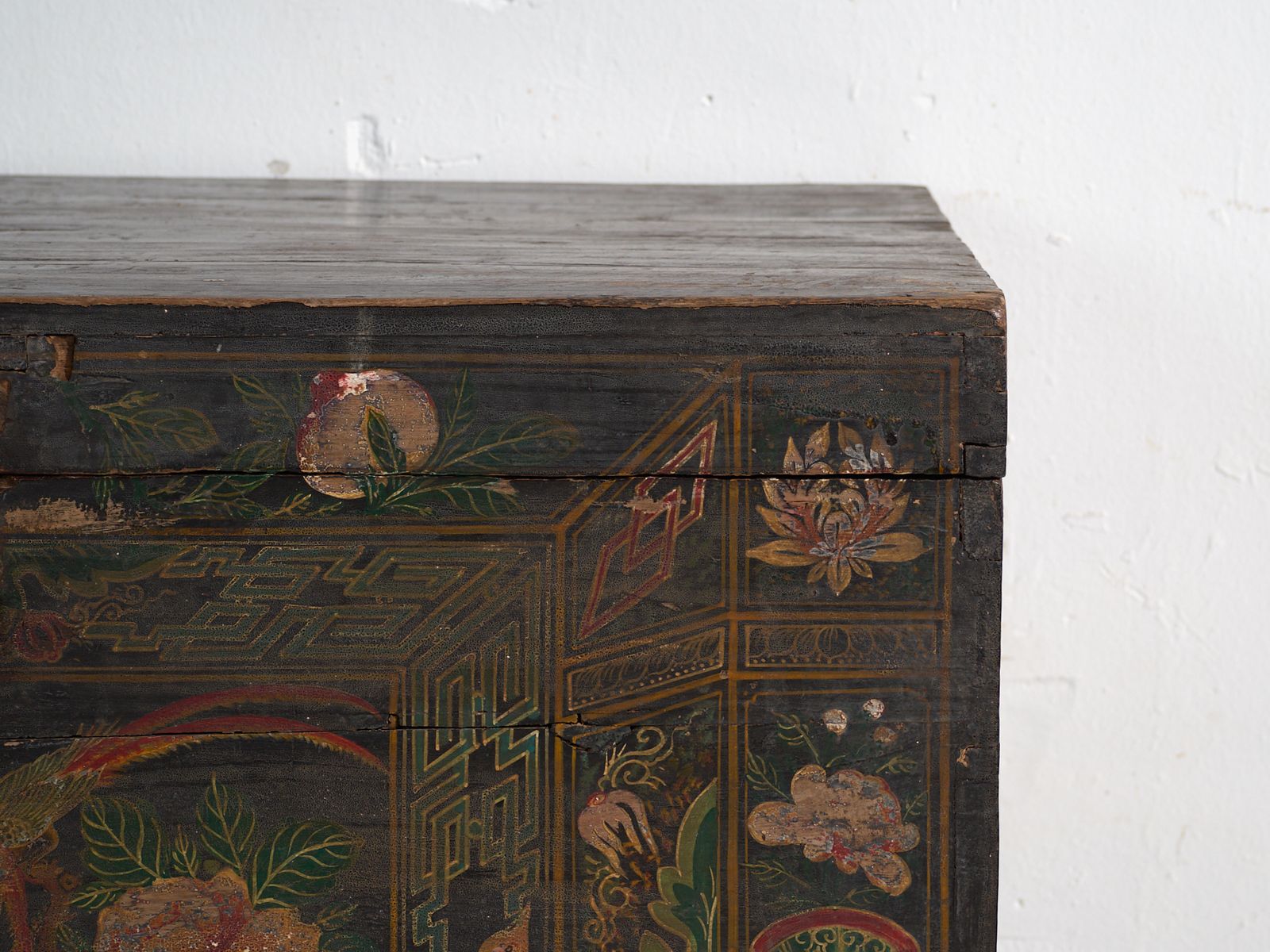 photo for sale Antique Painted Trunk In Pine Wood – China, Circa 1900