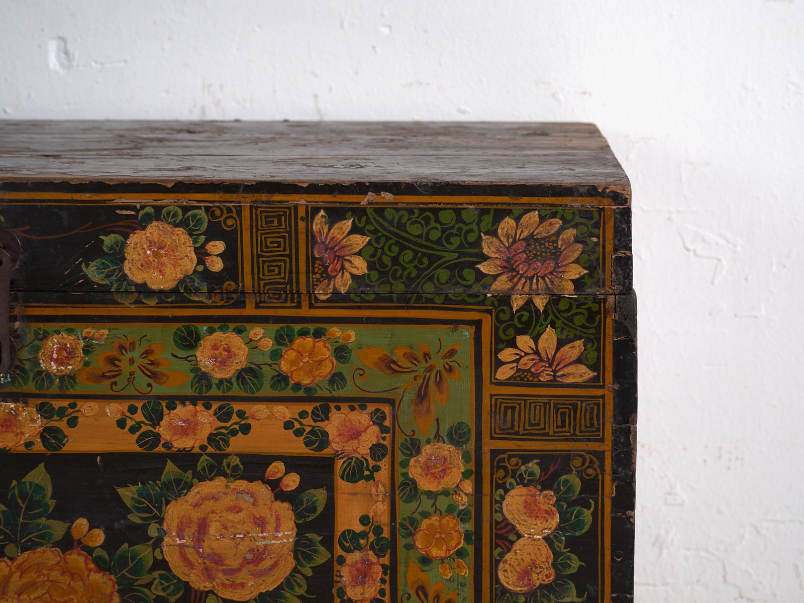 photo for sale Antique Painted Trunk In Pine Wood – China, Circa 1900