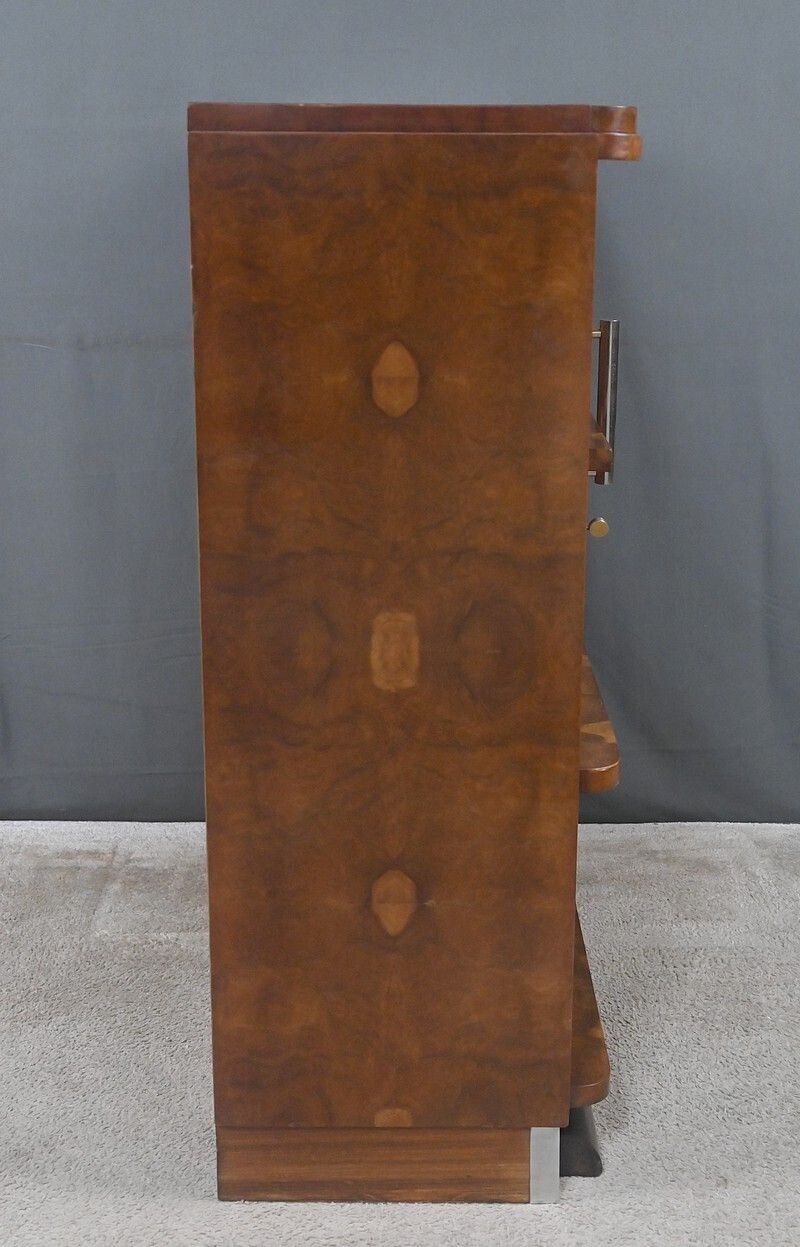 photo vinterior Art Deco Bibus In Elm Burl Veneer – 1940