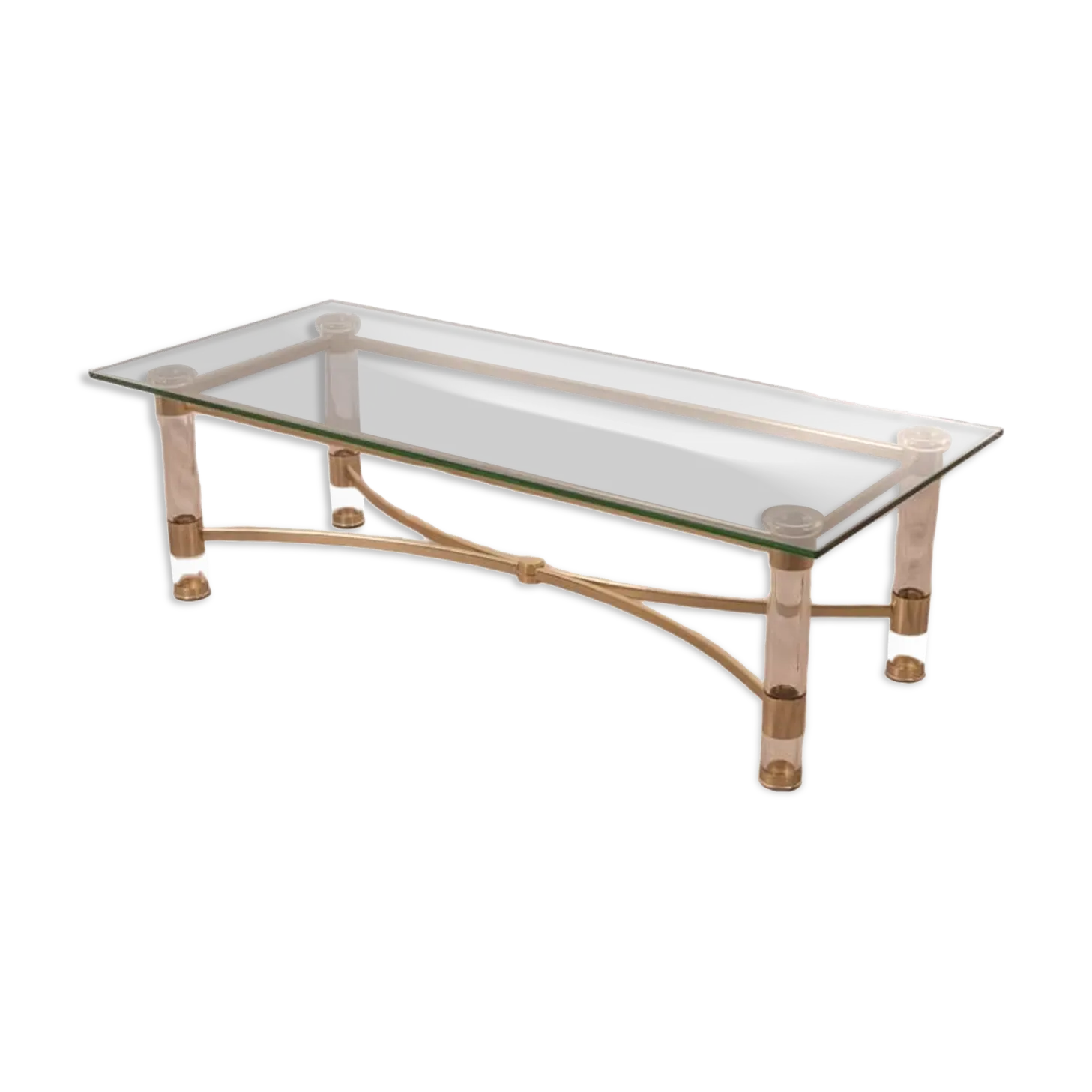 Vintage 70's Table In Brass And Lucite Design By Sandro Petti For Metalarte