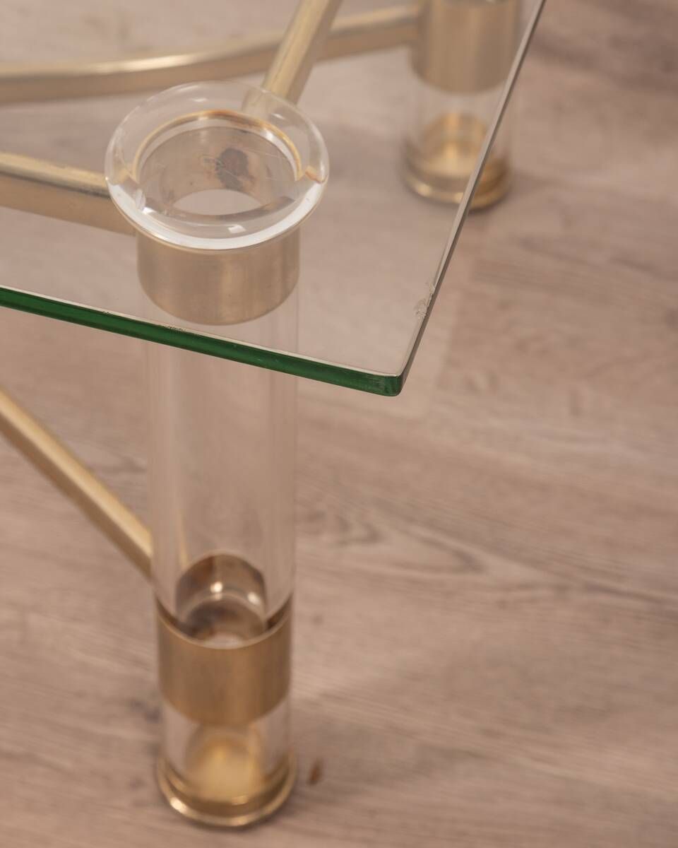 Vintage 70's Table In Brass And Lucite Design By Sandro Petti For Metalarte photo buy