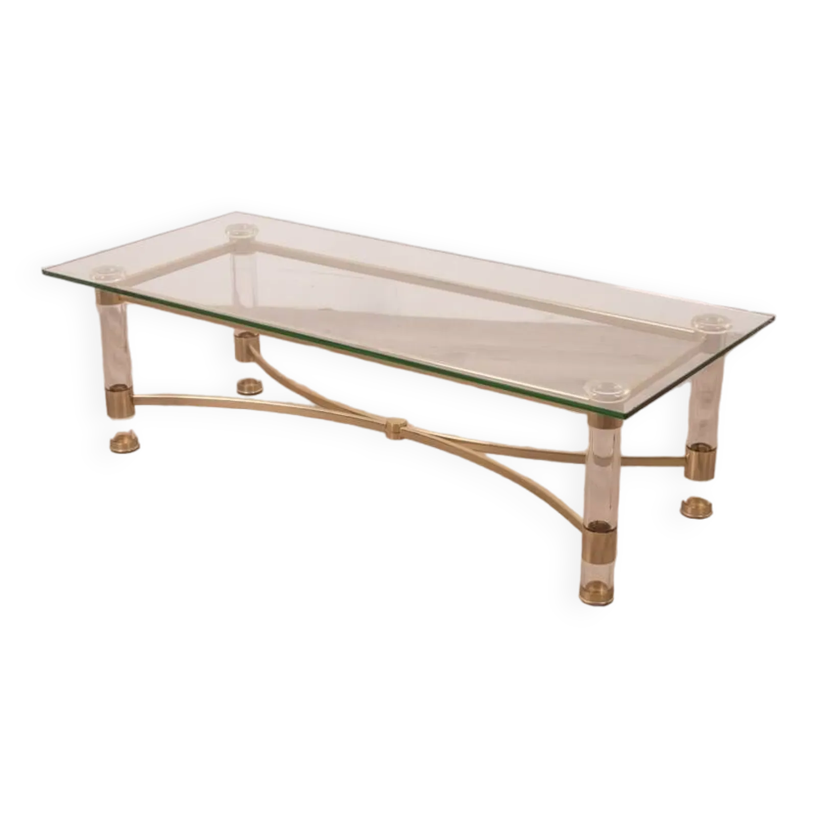 photo vinterior Vintage 70's Table In Brass And Lucite Design By Sandro Petti For Metalarte