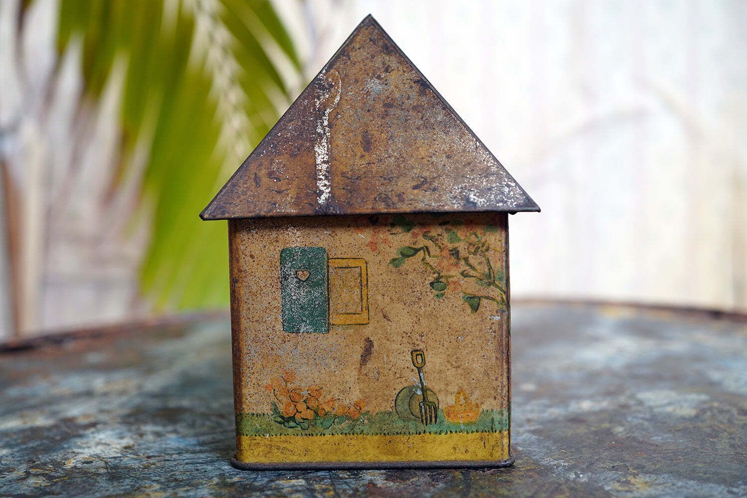 A Charming C.1930s Crawford & Sons Ltd Tin Biscuit Barrel Money Box; 'Bicky House' By Mabel Lucie Attwell photo vinterior